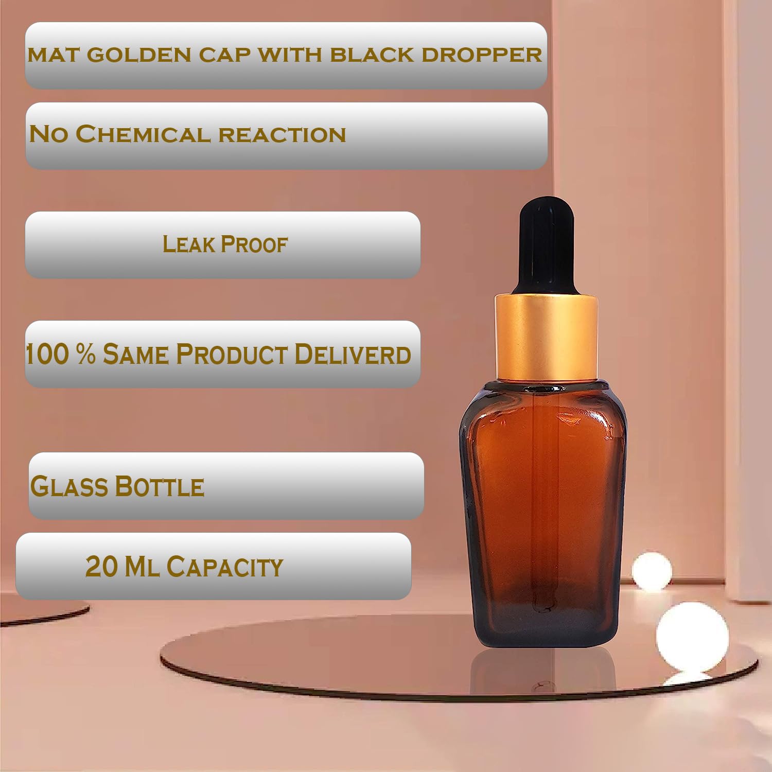 Premium 20ml Amber Square Glass Boston Bottles with Black Glass Dropper - Essential Oil Bottles, Serum Containers & Travel-Friendly Refillable Bottles for Aromatherapy, Skincare & DIY Beauty Products (Pack of 5)