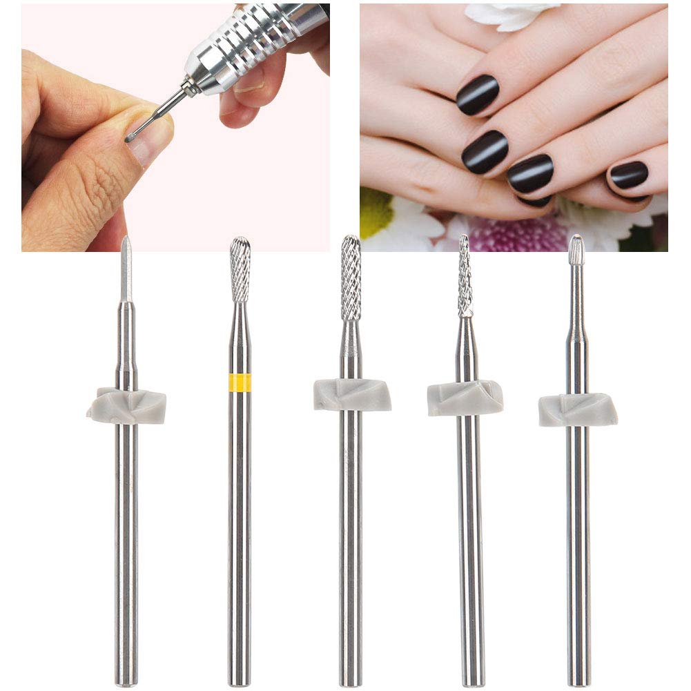 5pcs Tungsten Steel Nail Drill Bits Set - Professional Nail Art Grinding & Polishing Heads for Dead Skin Removal & Gel Polish - Perfect for Salon, Home Manicure & DIY Nail Care