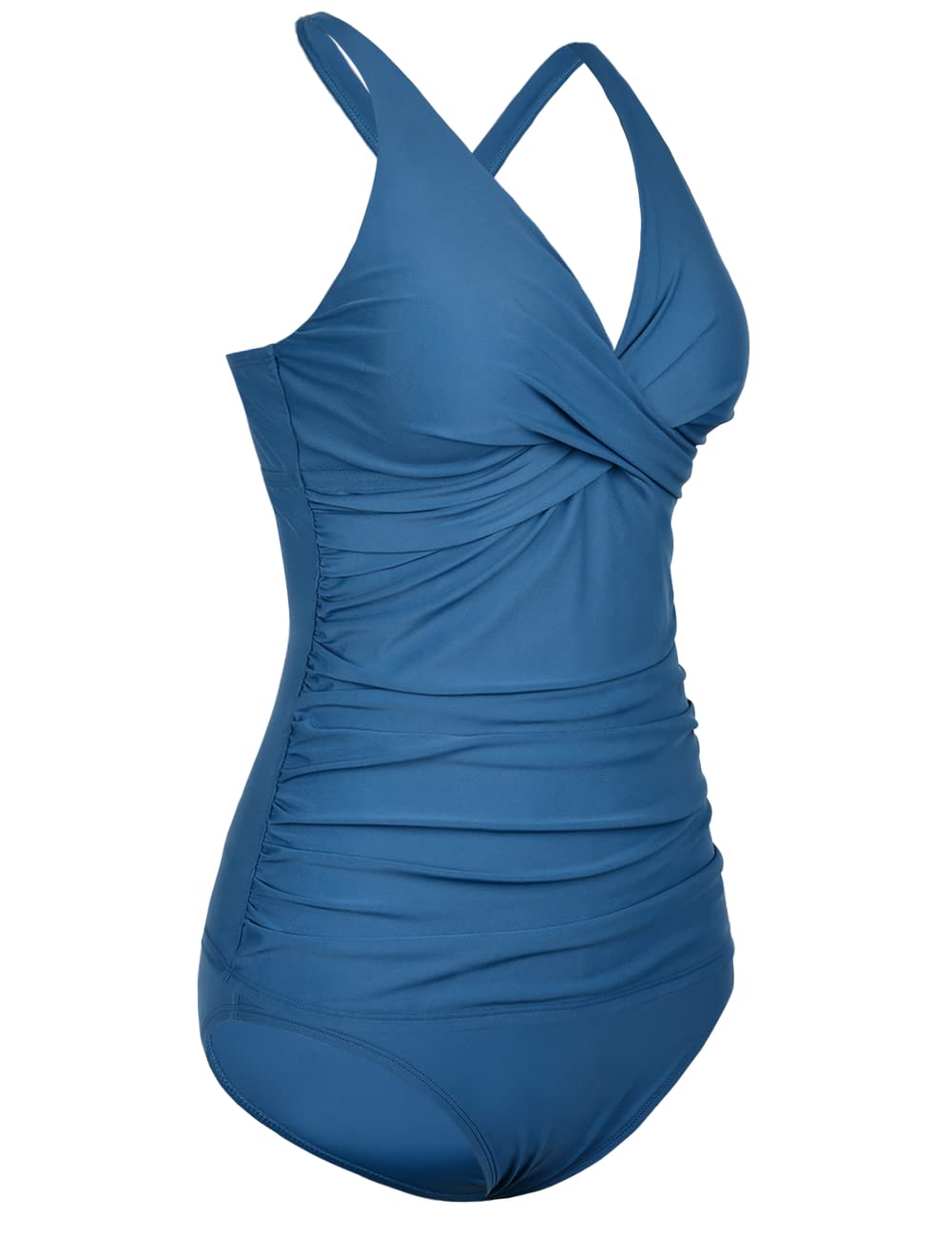 Hilor Women's Tankini Swimsuit - V Neck Twist Front Tummy Control Two Piece Bathing Suit | High Waisted Shirred Swimwear for Beach, Pool & Vacation