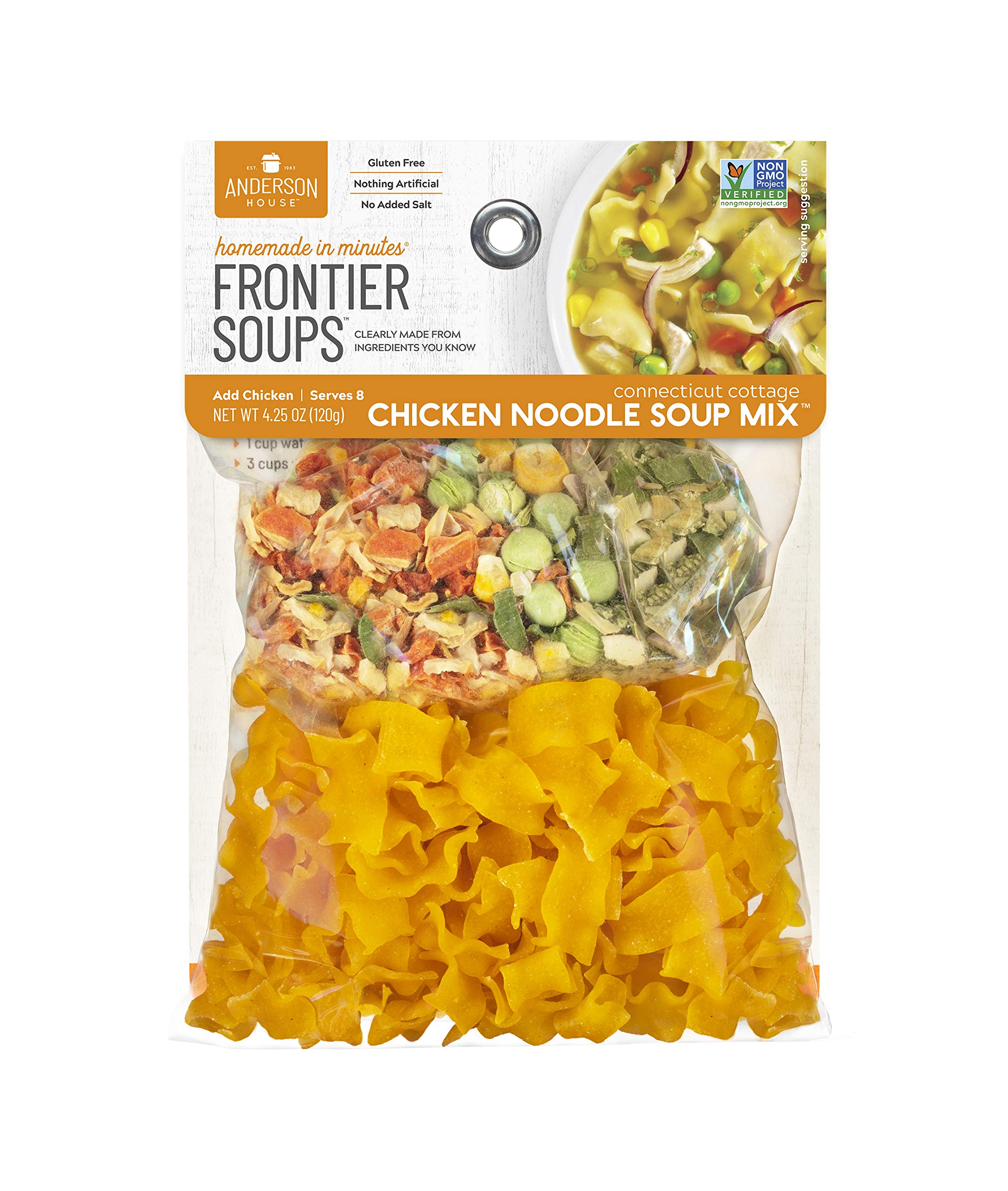 Frontier Soups Homemade In Minutes Chicken Noodle Soup Mix - Connecticut Cottage Style - 4.25 oz Pack - Quick & Easy Meal Solution for Busy Weeknights, Camping Trips & Cozy Family Dinners