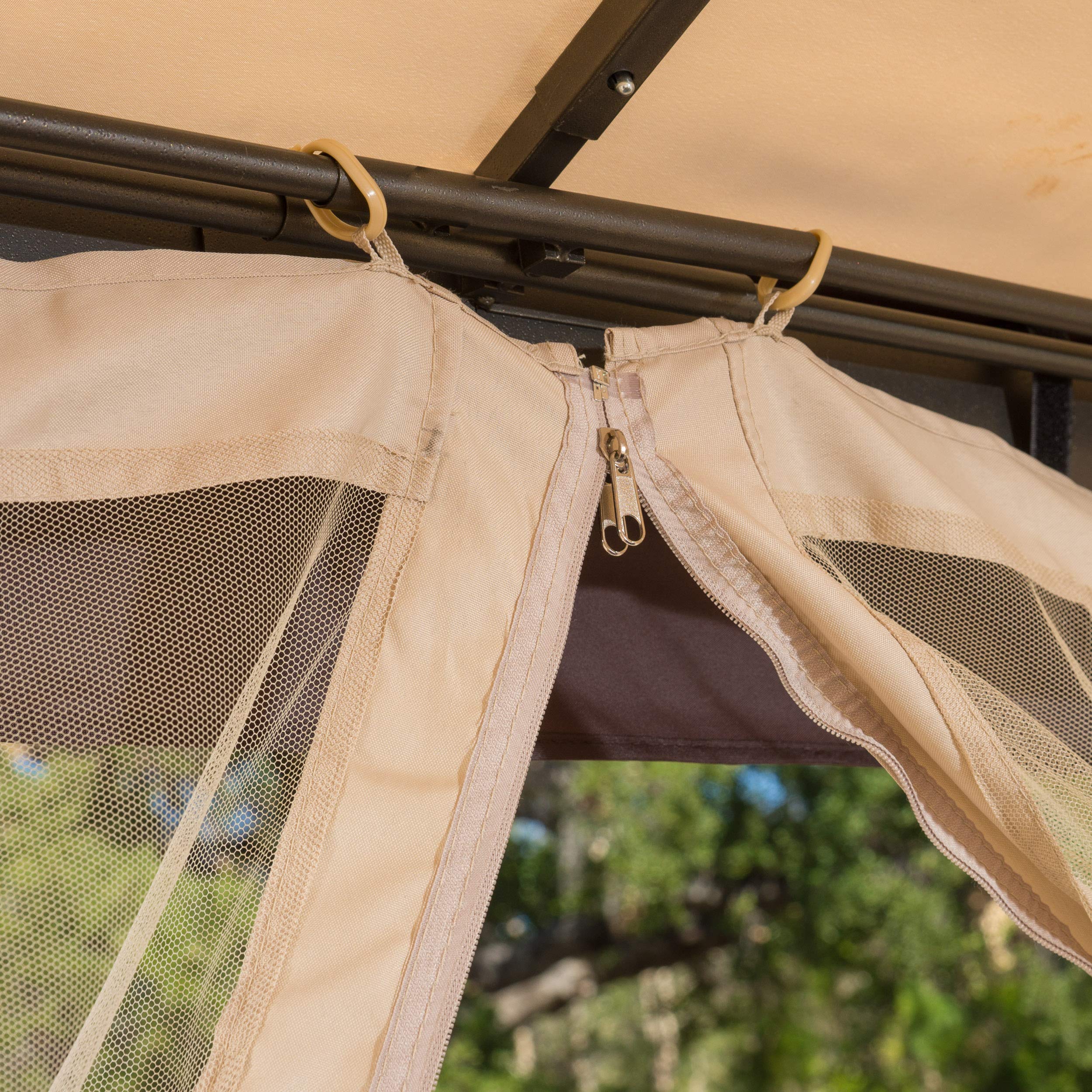 Christopher Knight Home CKH Outdoor Gazebo Canopy with Net Drapery - Beige Waterproof Patio Shade Cover for Garden, Backyard, and Poolside Relaxation