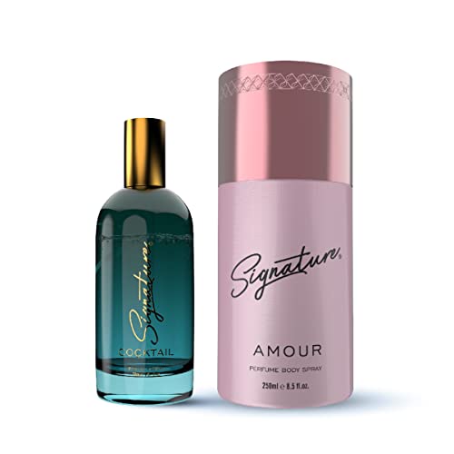 Signature Amour Perfume Body Spray 250ml & Signature Cocktail Eau De Parfum 30ml Set - Long Lasting Women's Fragrance Combo Pack for Date Night, Office Wear & Special Occasions