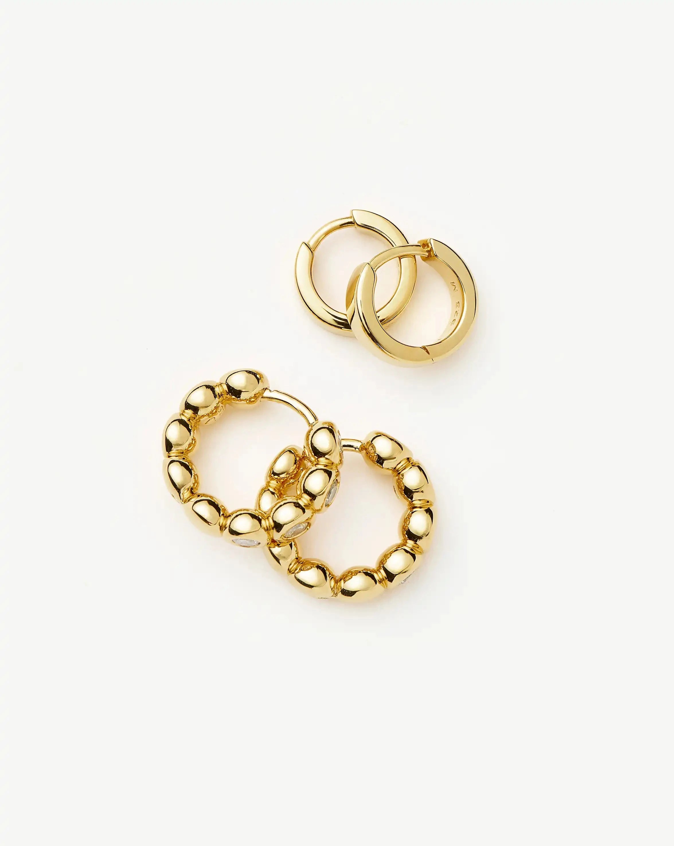 18k Gold Vermeil Tennis & Hoop Earrings Set for Women - Elegant Everyday Jewelry for Work, Party & Special Occasions