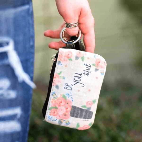 Be You Tiful RFID Blocking Leather ID Wallet with Keychain - Slim Card Holder for Credit Cards, Cash & Coins | Perfect for Travel, Work & Everyday Use