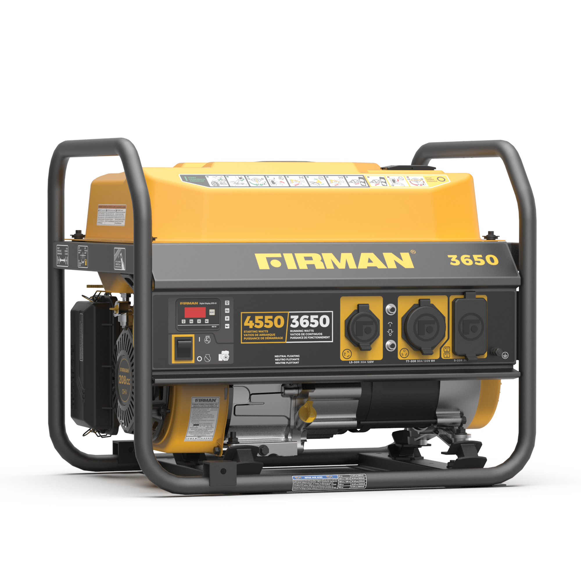 4550W Portable Gas Generator with Recoil Start - 120V Power for Camping, Emergencies & Outdoor Activities