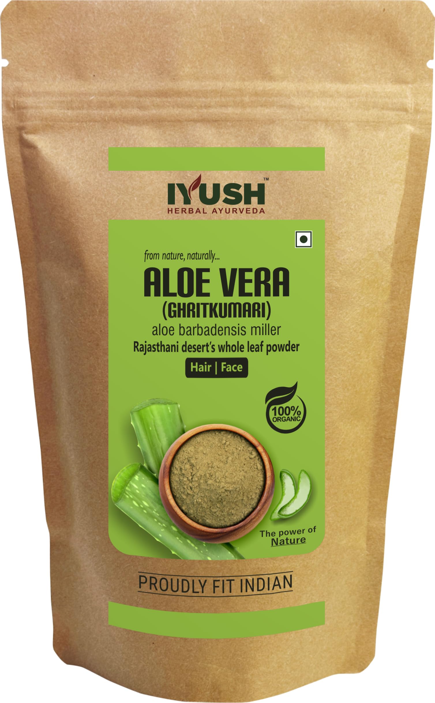 Organic IYUSH Ayurvedic Aloe Vera Powder for Hair Growth & Skin Care - 400gm Pure Aloe Leaf Powder for DIY Face Masks, Hair Treatments & Natural Beauty Remedies - Perfect for Dry Scalp, Dandruff & Glowing Skin