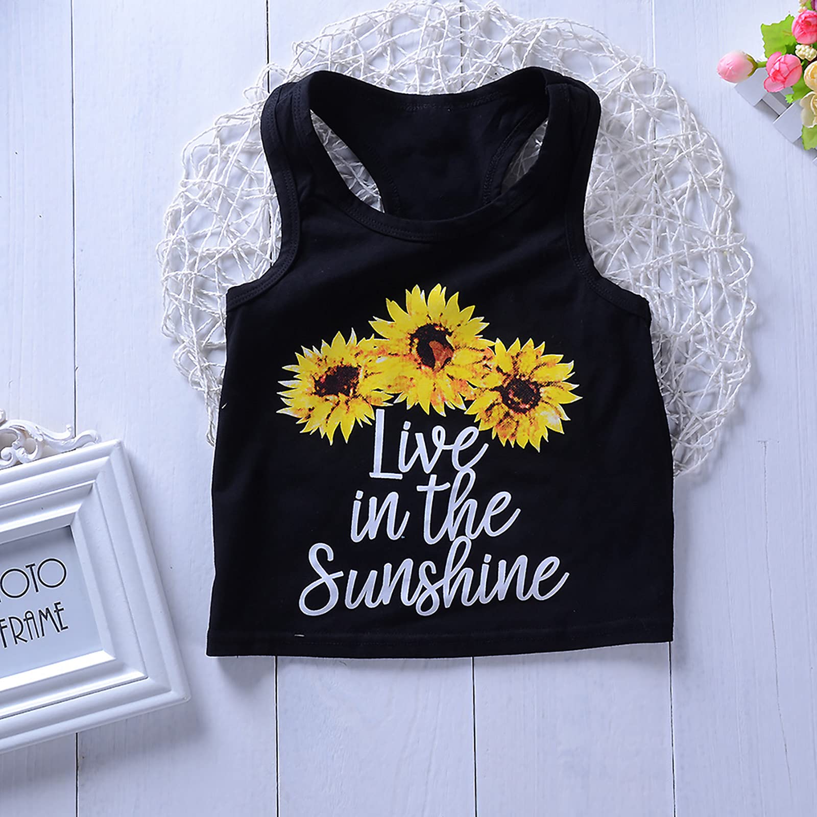 Camidy 1-8T Toddler Girl Summer Outfit Set - Sleeveless Vest Top + Floral Denim Shorts | Cute Casual Playwear for Toddlers | Perfect for Playdates, Daycare & Outdoor Activities