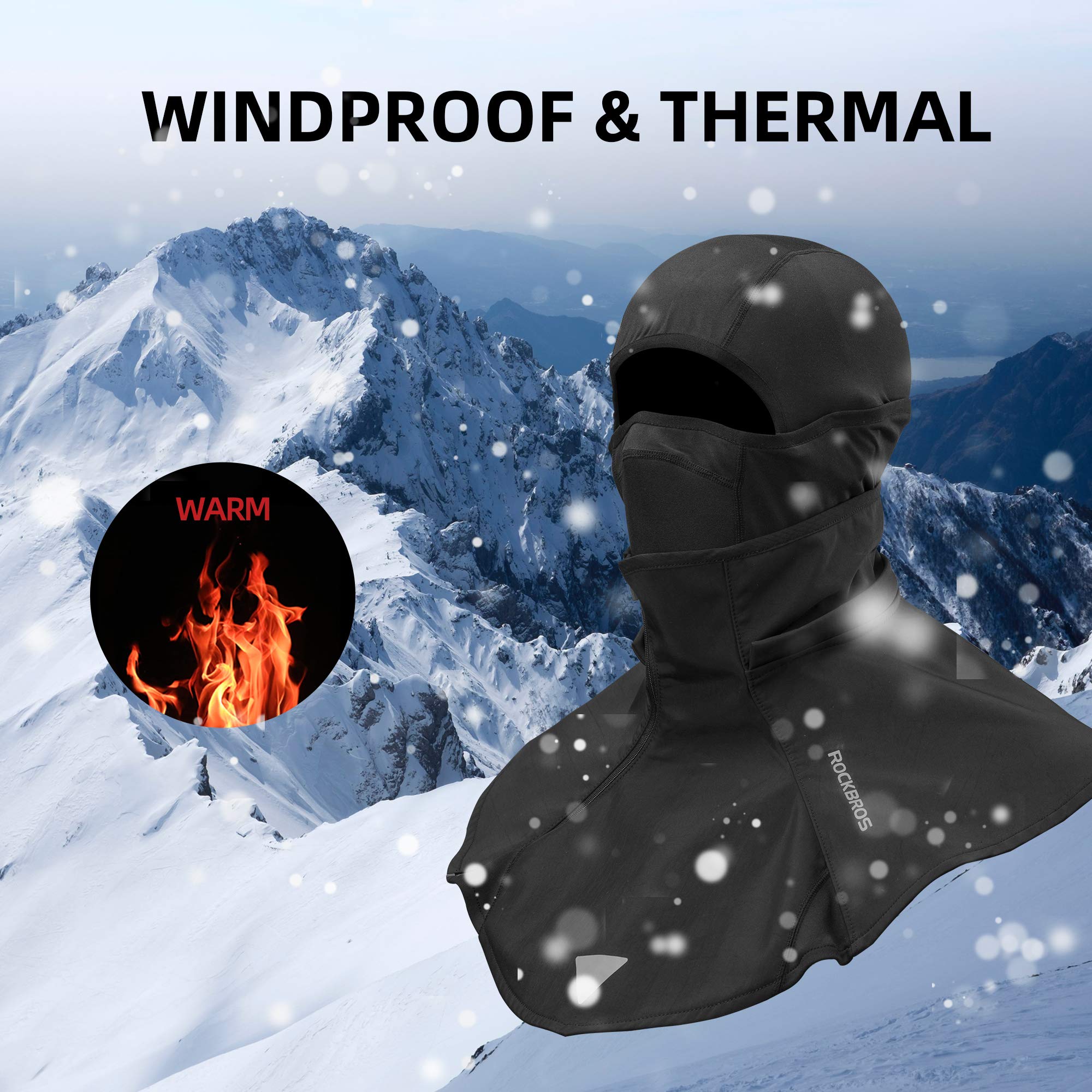 ROCKBROS Windproof Balaclava Face Mask for Men & Women - Breathable Winter Ski Mask for Cycling, Motorcycling & Outdoor Sports - Cold Weather Protection for Skiing, Snowboarding & Hiking