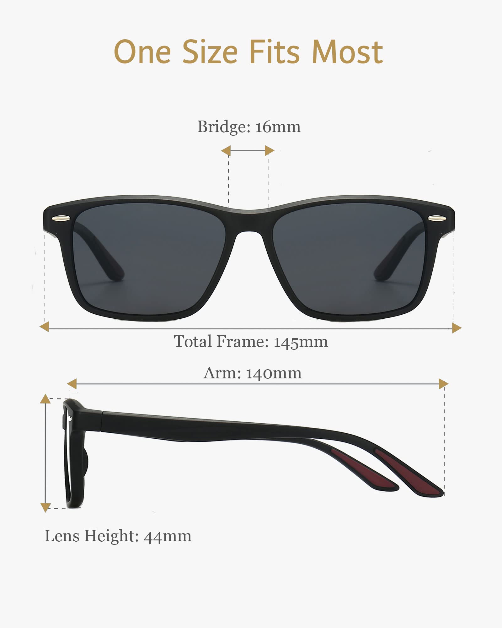 ANRRI Gradient Polarized Sunglasses for Men & Women - Retro Square UV Protection Sun Glasses with Spring Hinges - Perfect for Driving, Beach & Outdoor Activities