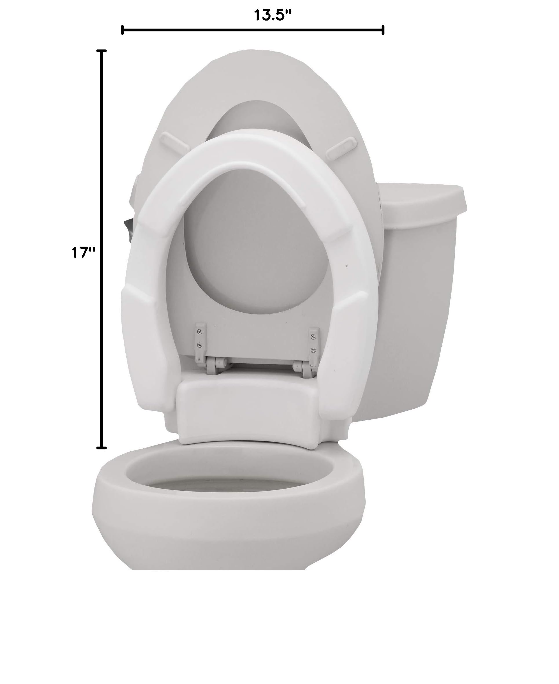 NOVA Medical Hinged Toilet Seat Riser - Adjustable Height Raised Toilet Seat for Standard Toilets, White (Pack of 1) - Ideal for Elderly, Disabled & Post-Surgery Bathroom Safety