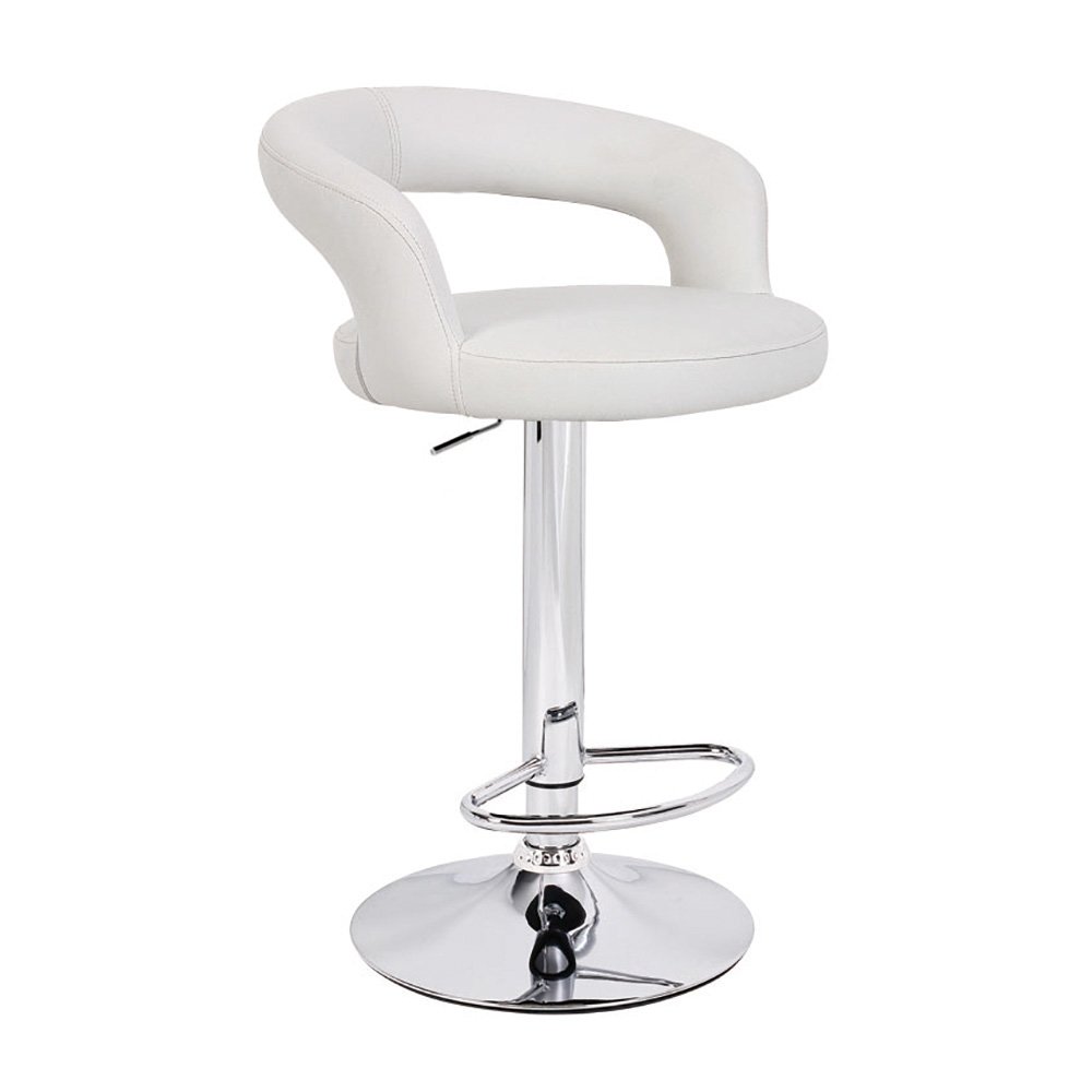 Halo Leather Contemporary Adjustable Height Counter Bar Stool - Vanilla White - Perfect for Kitchen Islands, Breakfast Bars & Home Decor