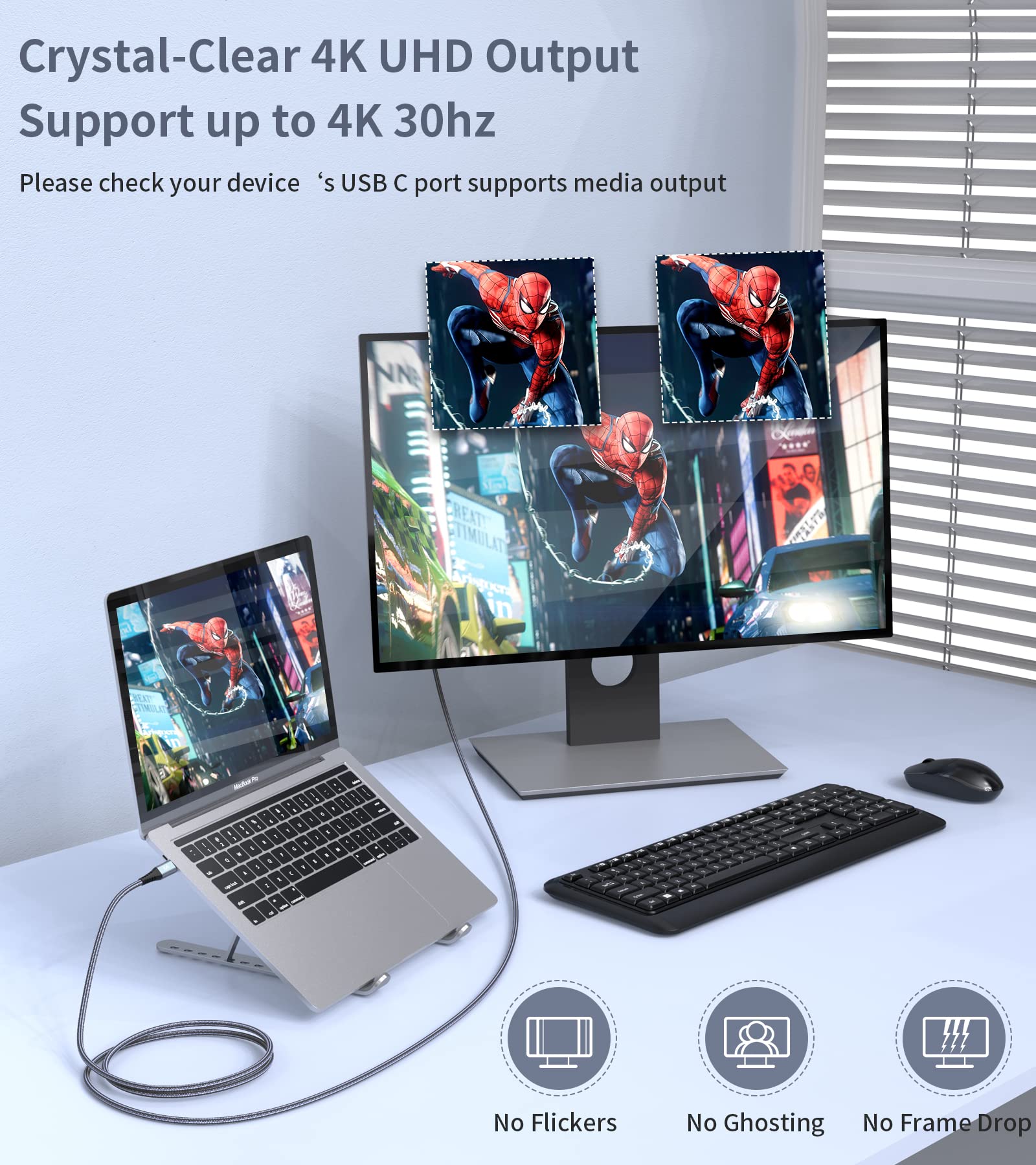 SWECENT 4K USB C to HDMI Cable 3M (10ft) - Thunderbolt 3/4 Compatible - for MacBook, iPad Pro/Air, iMac, iPhone 15 Plus, Samsung Galaxy S23/S22/S21/S20/S10, Surface, Nintendo Switch & Android Phones - Connect to TV/Monitor for Streaming, Gaming & Presentations