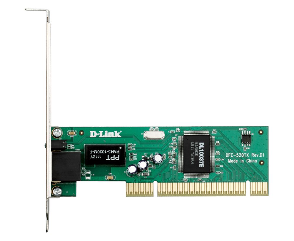 D-Link DFE-520TX Fast Ethernet PCI Network Adapter Card - 10/100 Mbps, Plug and Play, Low Profile - Ideal for Desktop PCs, Home Offices, and Small Business Networks