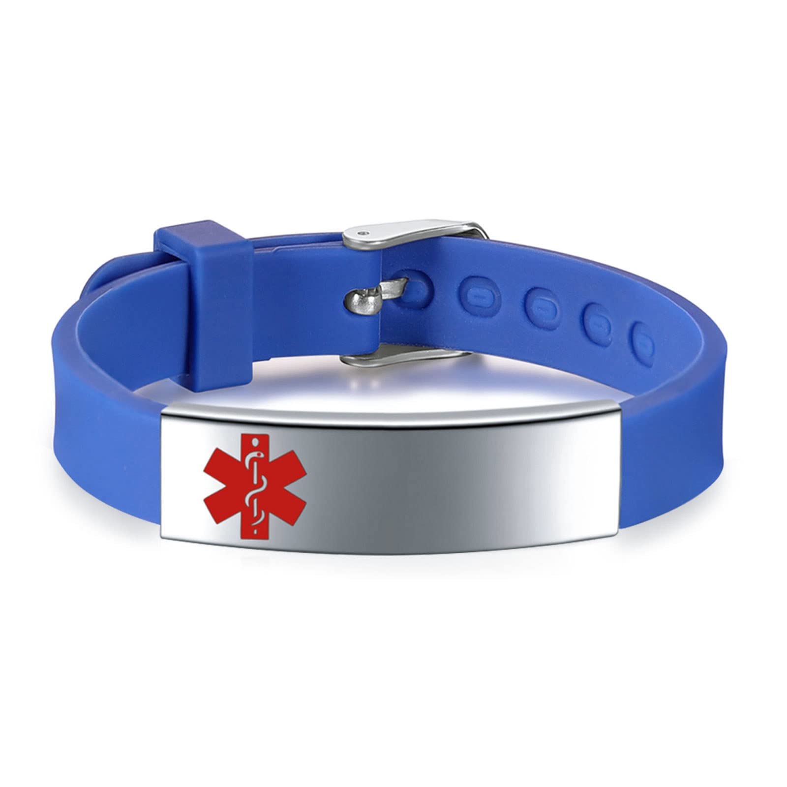 Personalized Medical Alert Bracelet for Men Women Kids - Adjustable 5.0-7.5 Inch Silicone Wristband with Free Engraving | Emergency Medical ID for Allergies, Diabetes, Epilepsy | Perfect for Daily Wear, Sports & Travel