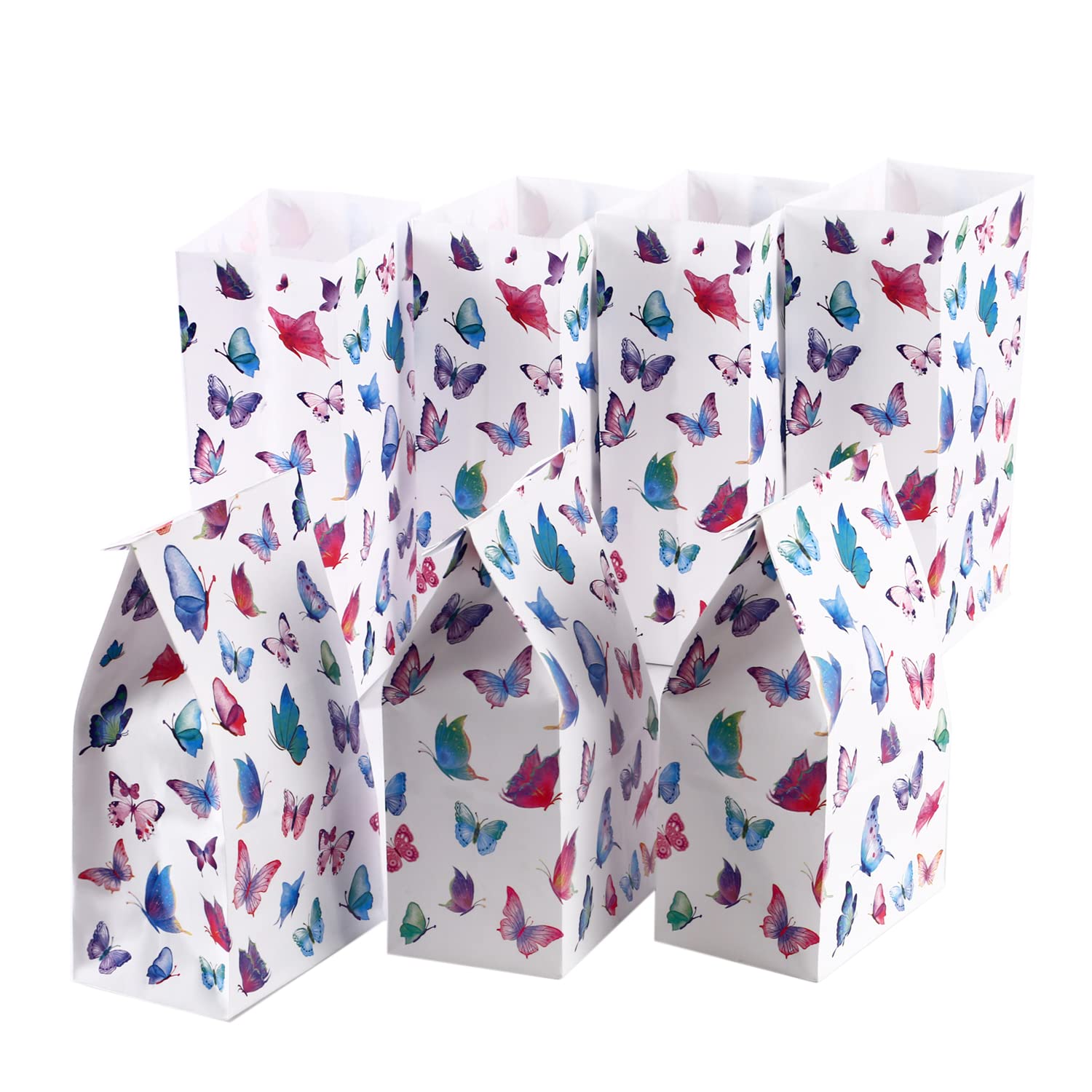 25Pcs Thickened Butterfly Favor Bags for Kids Birthday Party - Small Gift Goodie Bags with Handles - Perfect for Candy, Toys & Party Favors - Mini Size (WB1)
