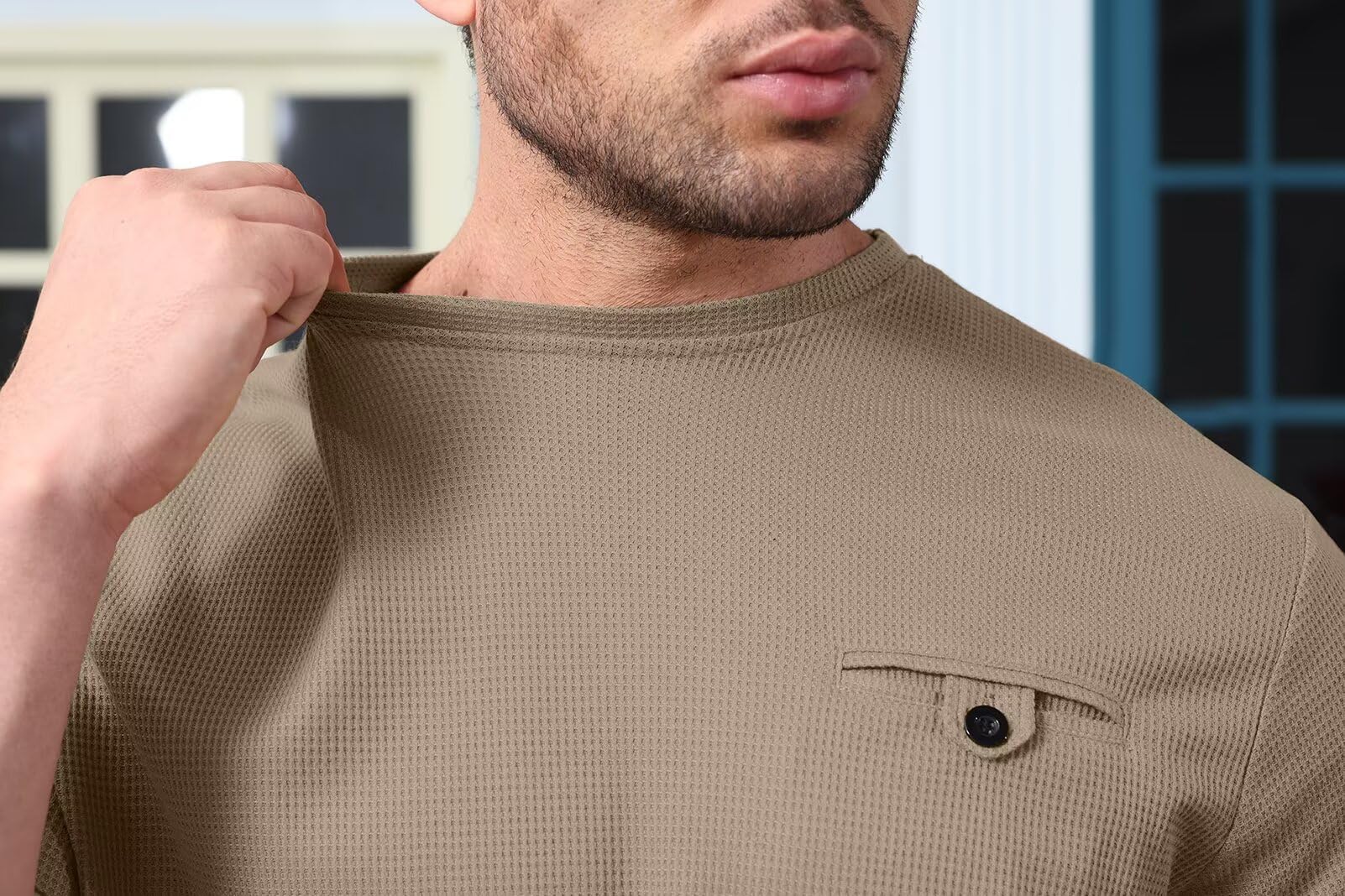 ThusFar Men's Waffle Knit Shirt & Shorts Set - 2 Piece Summer Tracksuit with Pockets for Athletic & Casual Wear | Gym, Running, Beach, Lounge Outfits