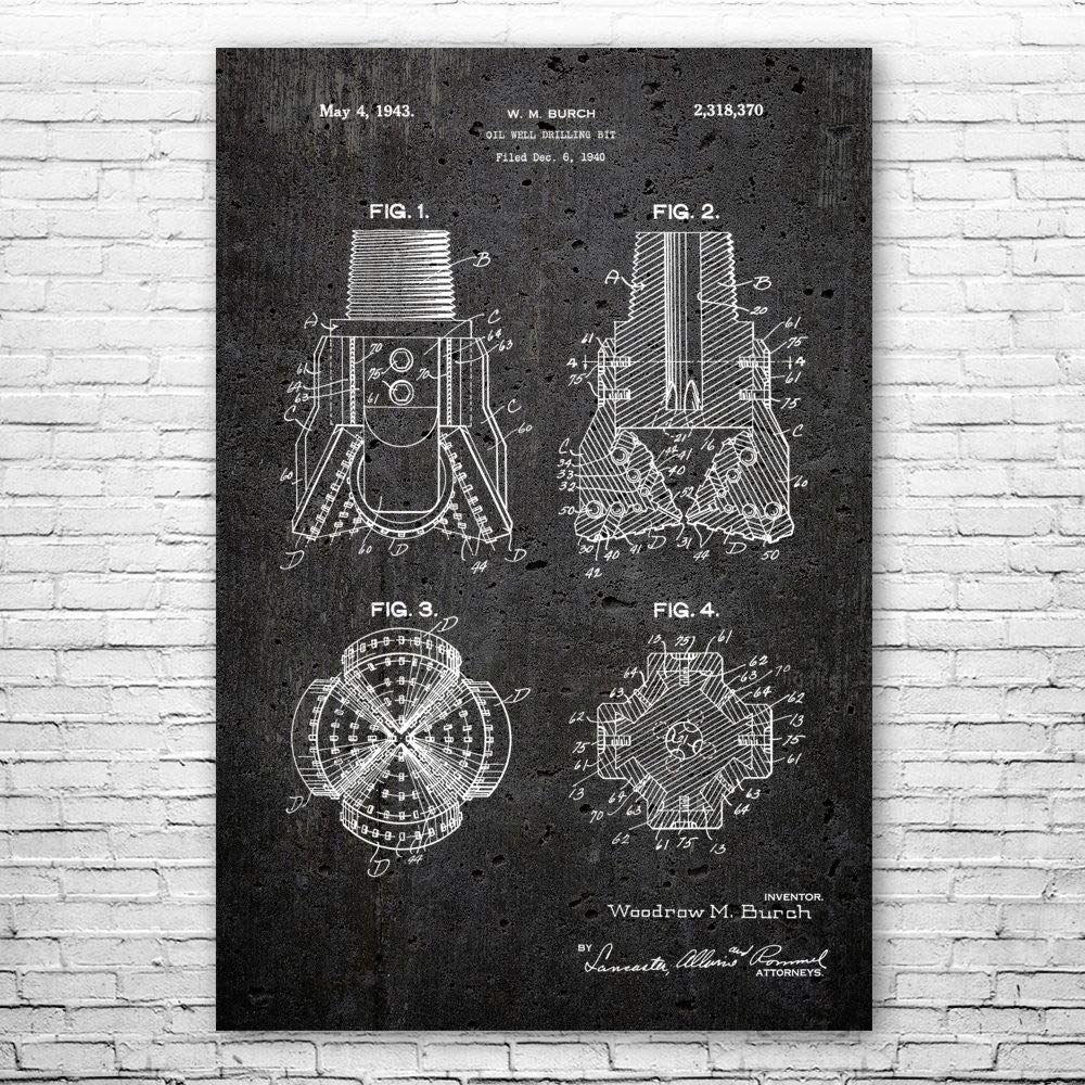 Premium Oil Well Drill Bit Poster Print - Perfect Gift for Rig Workers, Roughnecks & Petroleum Engineers - 24x36 Inch Dark Concrete Wall Art - Ideal for Office Decor, Man Cave & Industrial Themed Spaces