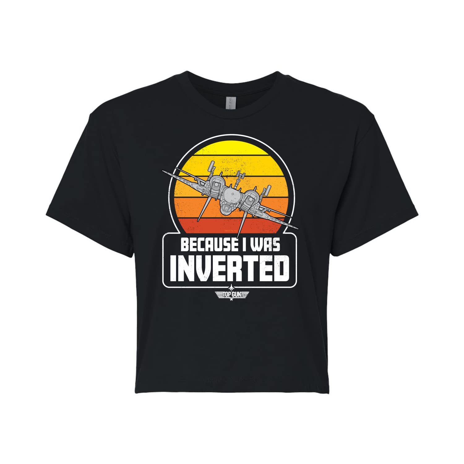 HYBRID APPAREL Top Gun Because I was Inverted Junior's Cropped Cotton Blend T-Shirt - Soft Vintage Style Tee for Women, Casual Wear & Movie Fans