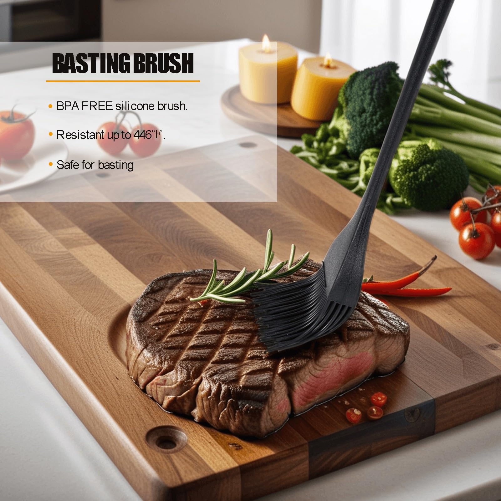Ortarco Silicone Basting Pastry Brush - 2 Pack Heat-Resistant Baking Brush for Cooking, BBQ, Grilling - Perfect for Spreading Oil, Butter & Sauce on Cakes, Breads, Meats & Vegetables