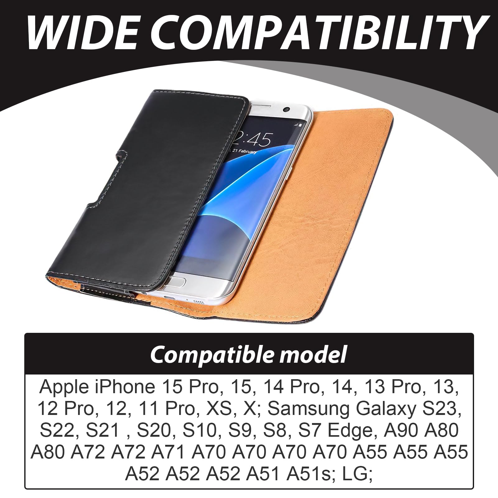 Rotating Belt Phone Pouch for iPhone 15 Pro/14 Pro/13 Pro/12 Pro/12/XS & Galaxy S24/S23/S22 - Adjustable Waist Cell Phone Holder for Running, Hiking, Workout & Outdoor Activities