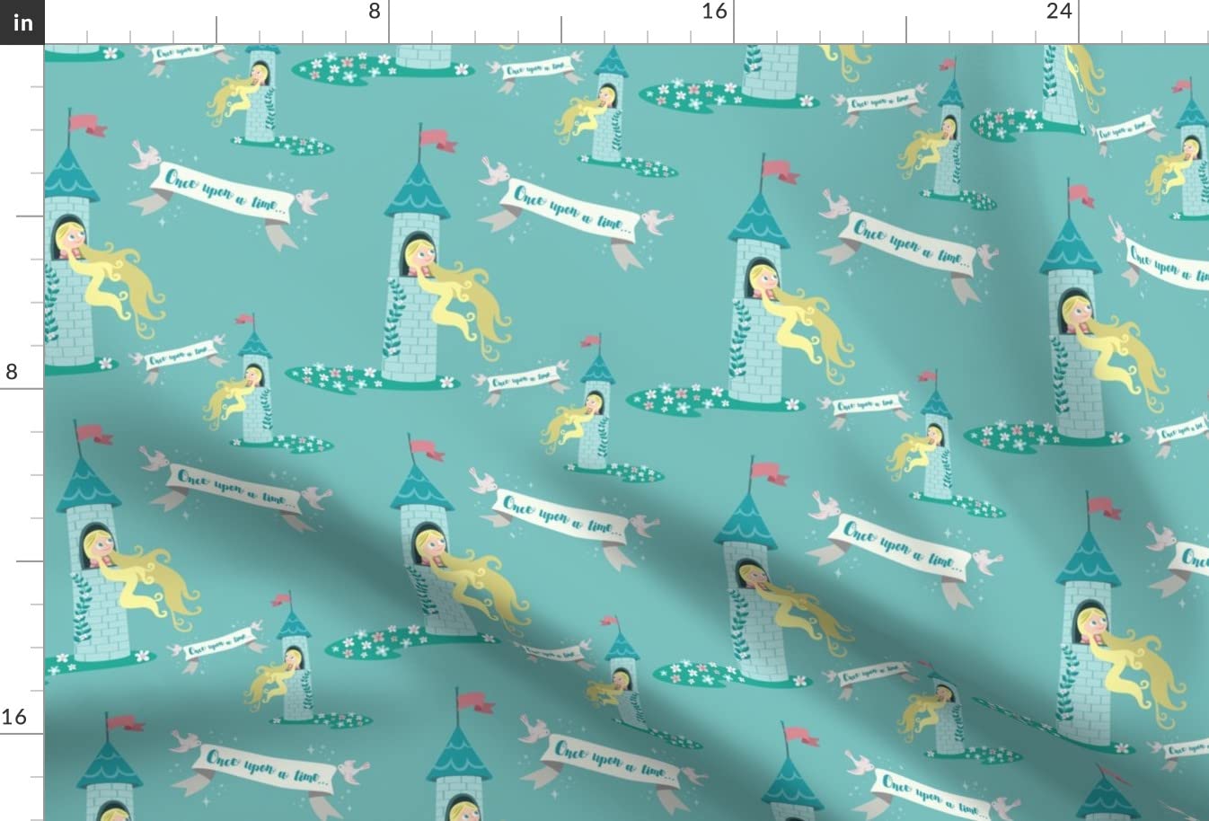 Time Castle Princess Kids Nursery Satin Fabric by The Yard - Printed Cotton Fabric for Sewing, Lining, Apparel, Fashion, Blankets & Home Decor - Perfect for DIY Projects, Baby Clothing & Nursery Decorations