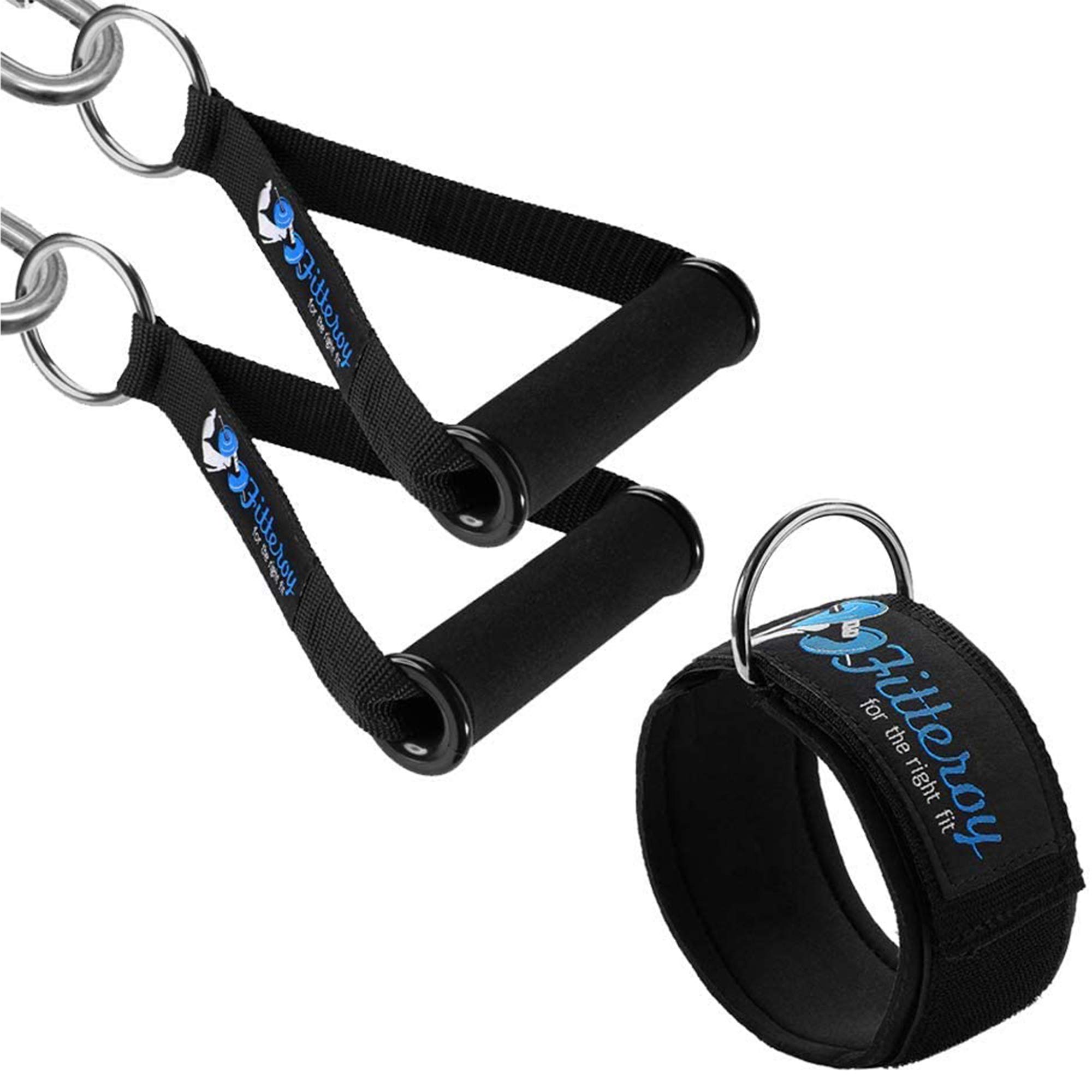 **Heavy Duty Cable Machine Attachments Set - Adjustable Handles & Ankle Strap for Gym & Home Workouts - Perfect for Strength Training, CrossFit & Functional Fitness**