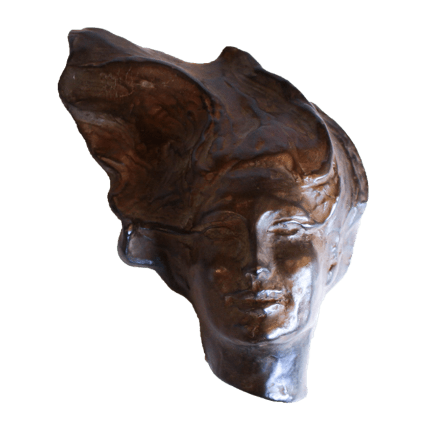 Handcrafted Brown Wooden Shelf Sculpture - Woman Portrait Art by Heloise Crista | Perfect for Home Decor, Office Display & Gift Giving