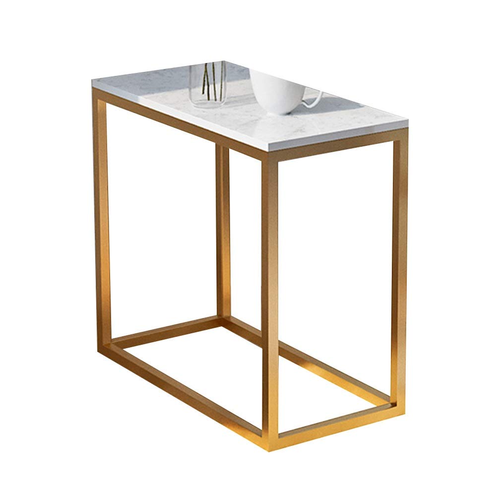 Bseack Small Coffee Table Side Table - Marble Top Mobile Shelf, Multipurpose Iron Art End Table for Living Room, Bedroom, Office (Gold) | Perfect for Holding Drinks, Books, and Decor
