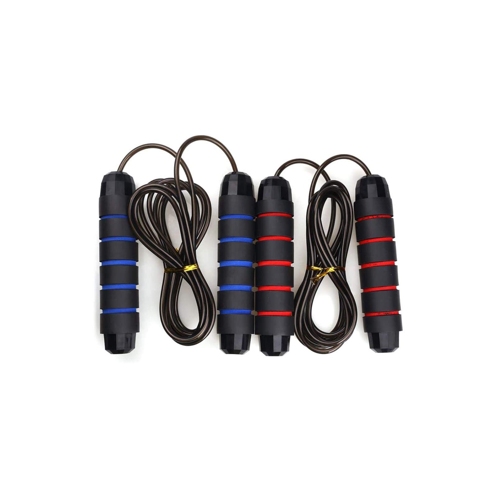 LEOU Adjustable Skipping Rope - Tangle-Free Jump Rope with Ball Bearings for Fast Speed & Memory Foam Handles - Ideal for Women, Men & Kids - Perfect for Home Workouts, Gym Training & Fitness Exercises (2 Pack)