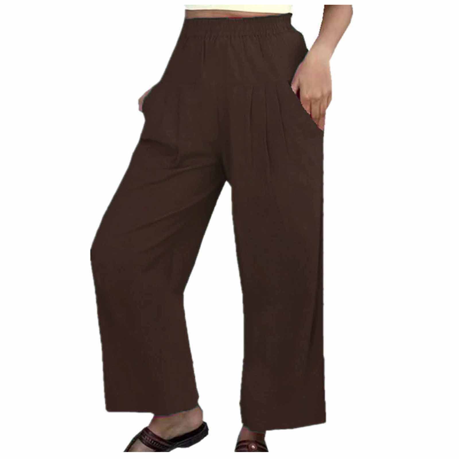 LIHUAK Women's Wide Leg Pants - Solid Color Loose Fit Casual Trousers for Work, Travel & Everyday Wear | Comfortable Stretch Fabric