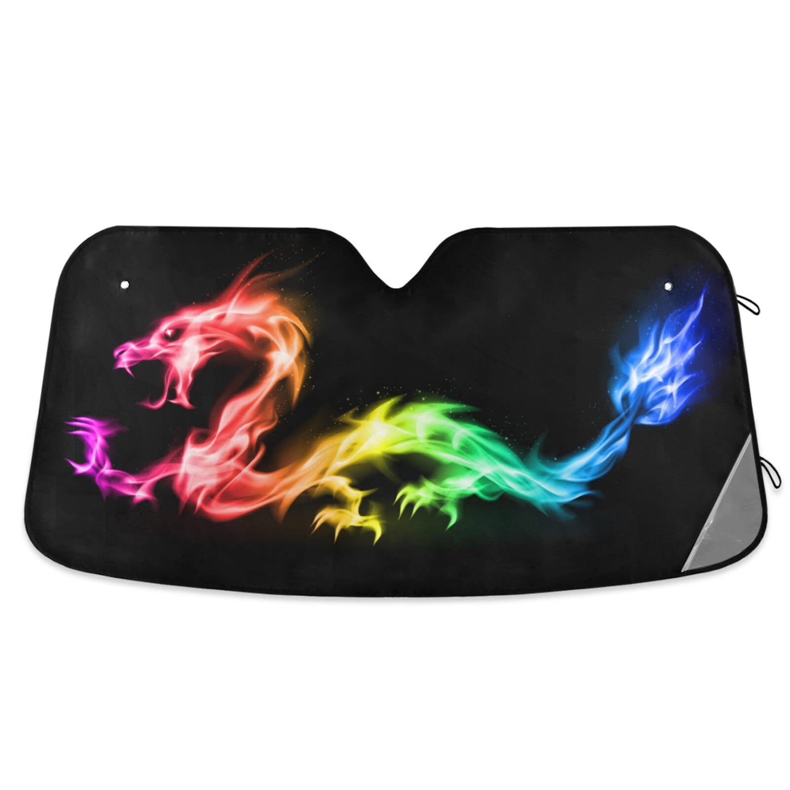 Fire Rainbow Dragon Car Sun Shade - Foldable Windshield Sun Shield with UV Protection (55