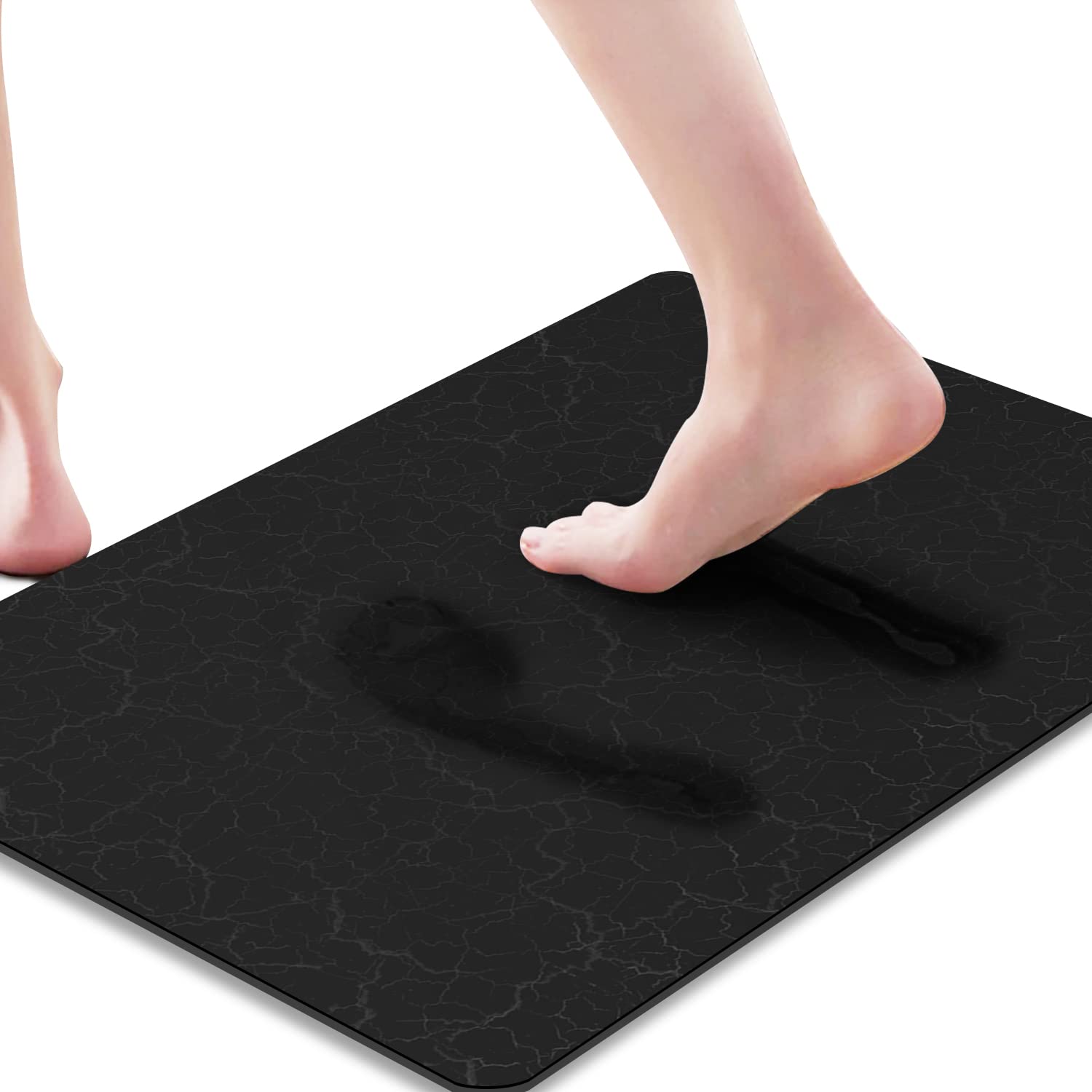 GOYLSER Super Absorbent Door Mat - Ultra Thin Non-Slip Bathroom Rug - Quick Dry Machine Washable Bath Mat for Home, Front Door & Shower - Black (Perfect for Bathrooms, Kitchens & Entryways)
