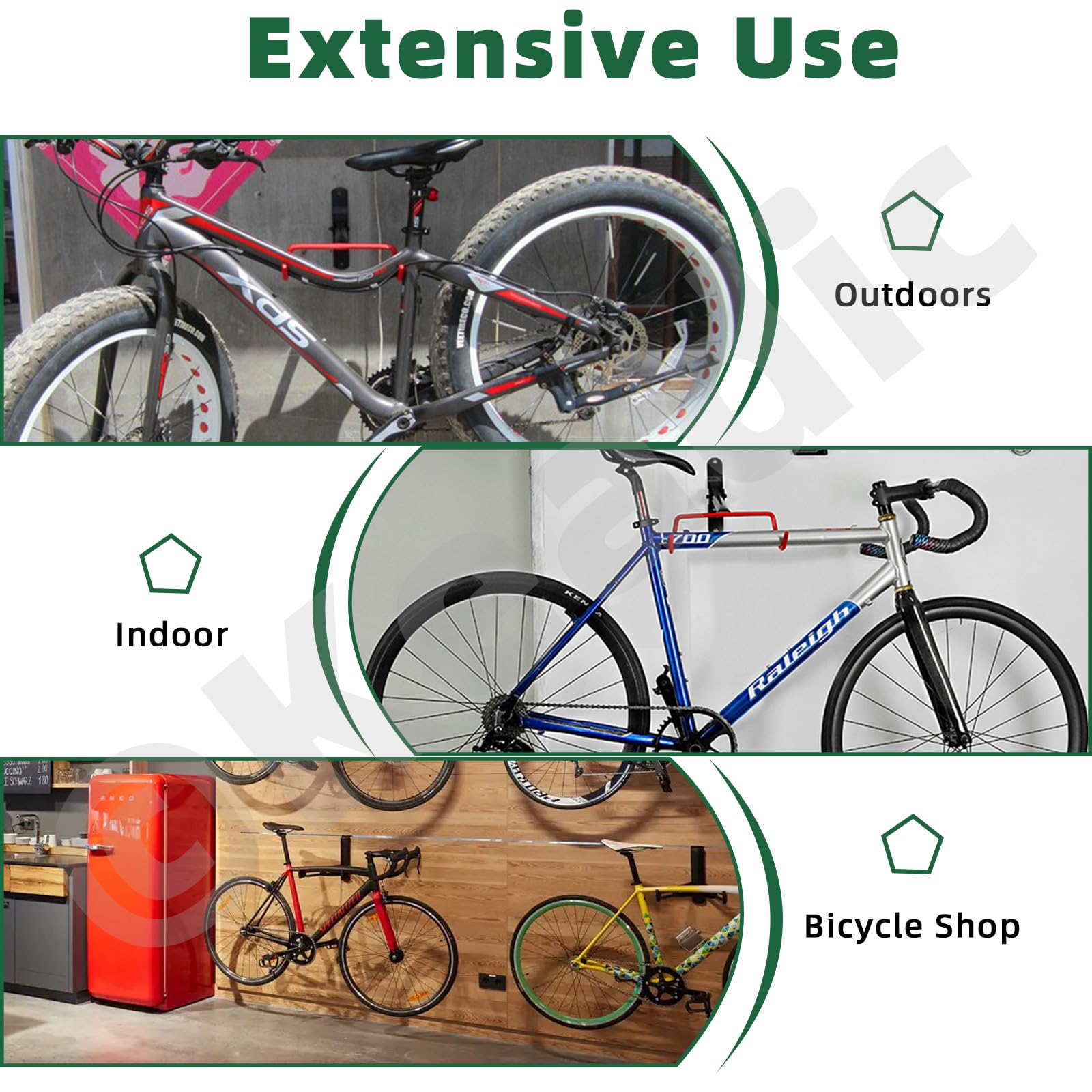 Keadic 1 Pack Heavy Duty Foldable Bike Hanger Wall Mount - Adjustable Bicycle Storage Holder for Garage, Indoor, Hybrid, Road & Mountain Bikes | Perfect for Space-Saving Bike Organization in Small Apartments & Garages