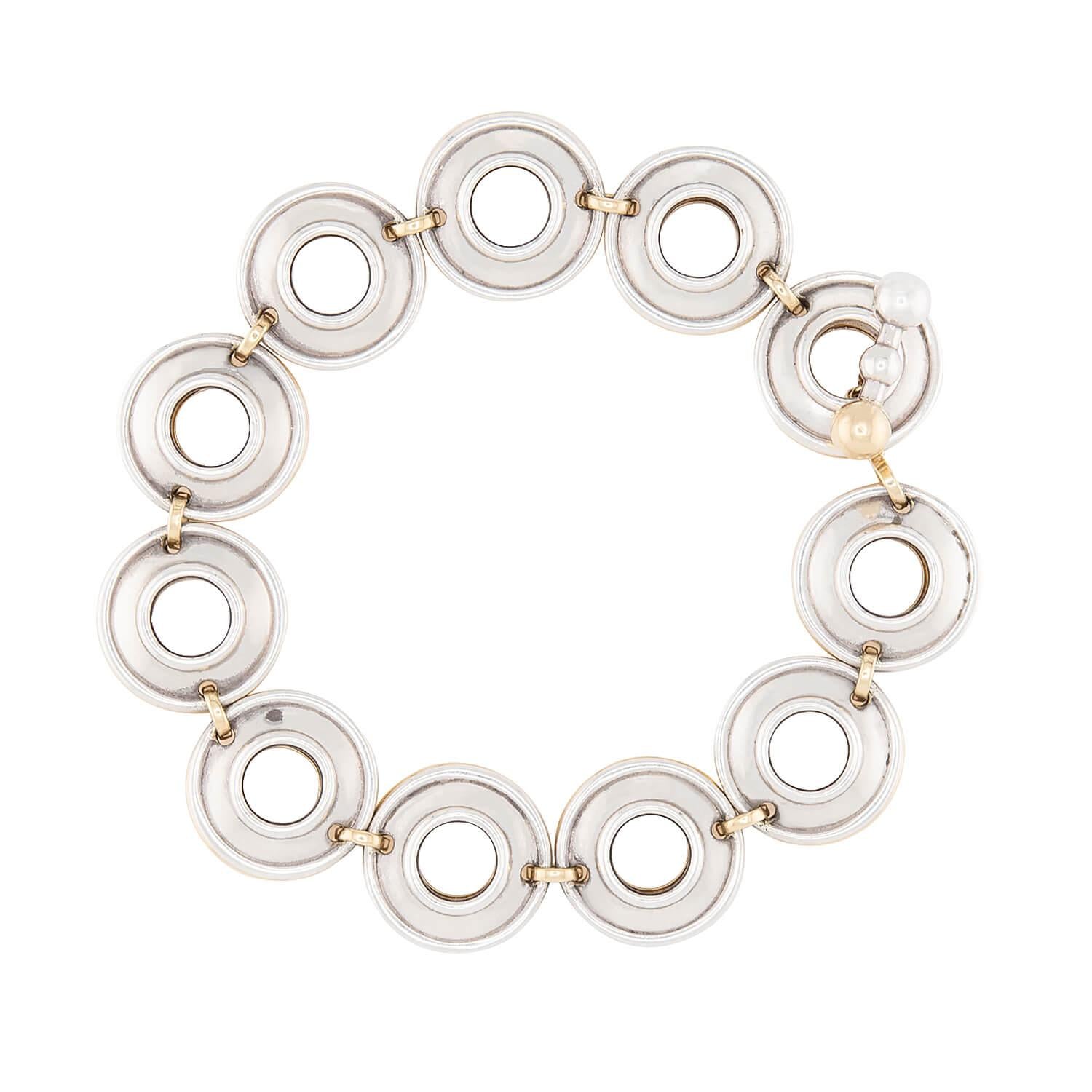 Vintage Tiffany & Co. 18k Gold and Sterling Silver Disc Bracelet by Paloma Picasso - Elegant Jewelry for Women, Perfect for Weddings, Parties & Special Occasions