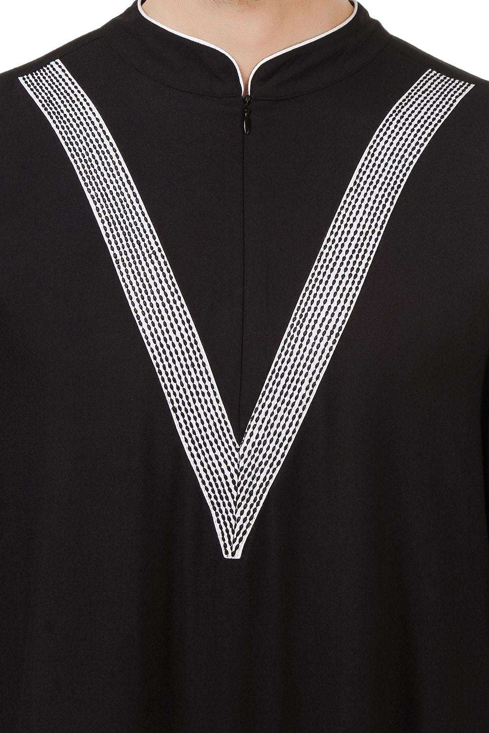 Faizaan Black Rayon Thobe for Men - Lightweight & Comfortable Islamic Prayer Robe - Perfect for Eid, Mosque, and Daily Wear