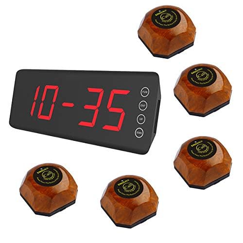 SINGCALL Wireless Restaurant Pager System - 5 Pagers & 1 Receiver - Durable Wireless Table Call Bell for Waitstaff - Perfect for Restaurants, Cafes, and Customer Service Areas