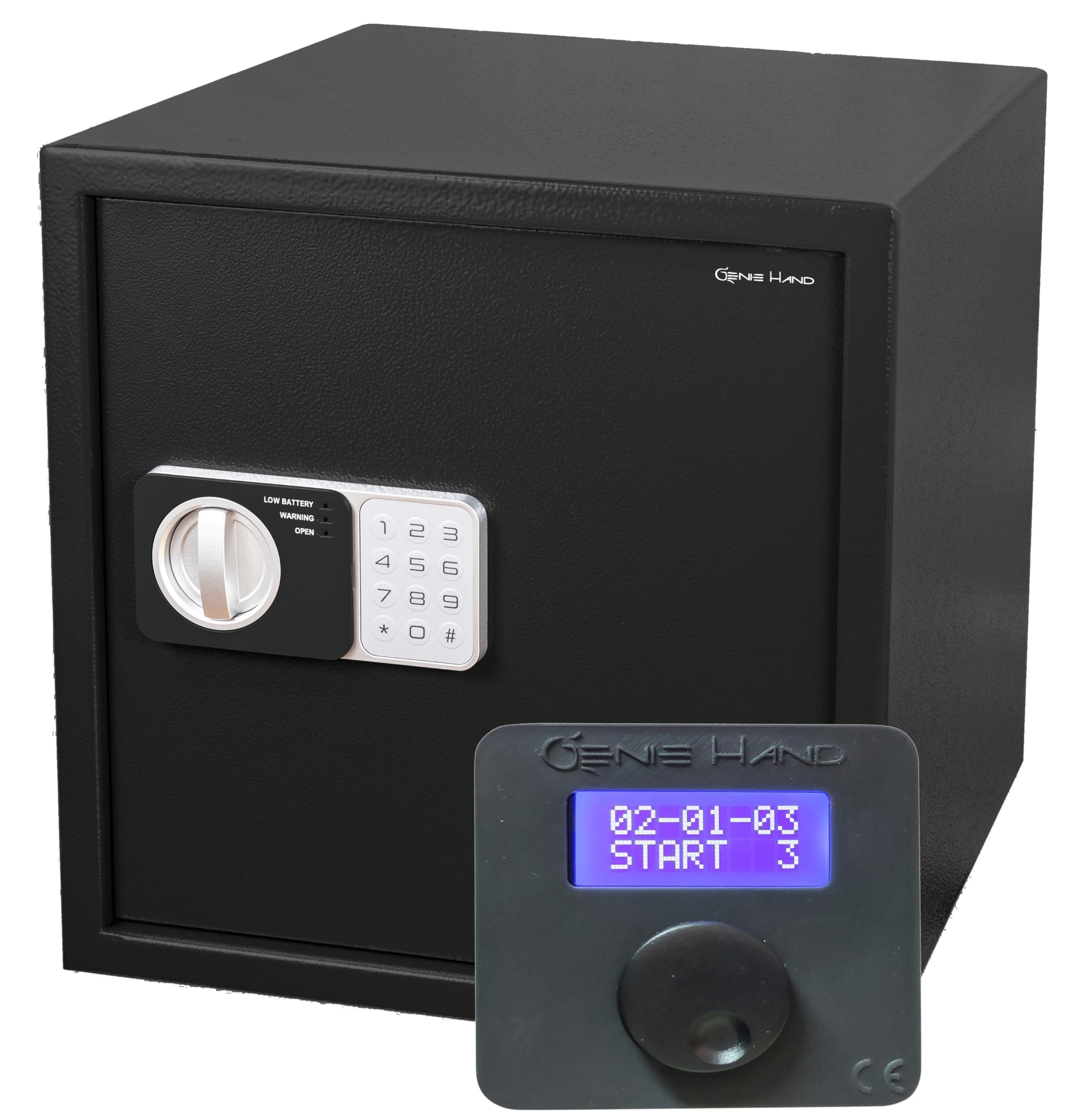 Genie Hand Time Lock Safe with Countdown Timer - B-Class Security Lock & Anti-Bounce Technology - Perfect for Home, Office, and Gym Storage