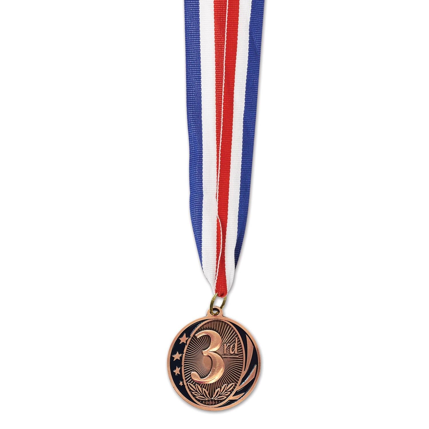 12 Pack Beistle 3rd Place Bronze Medals with Ribbons - Award Ceremony Prizes for Sports Competitions, School Events & Achievement Recognition