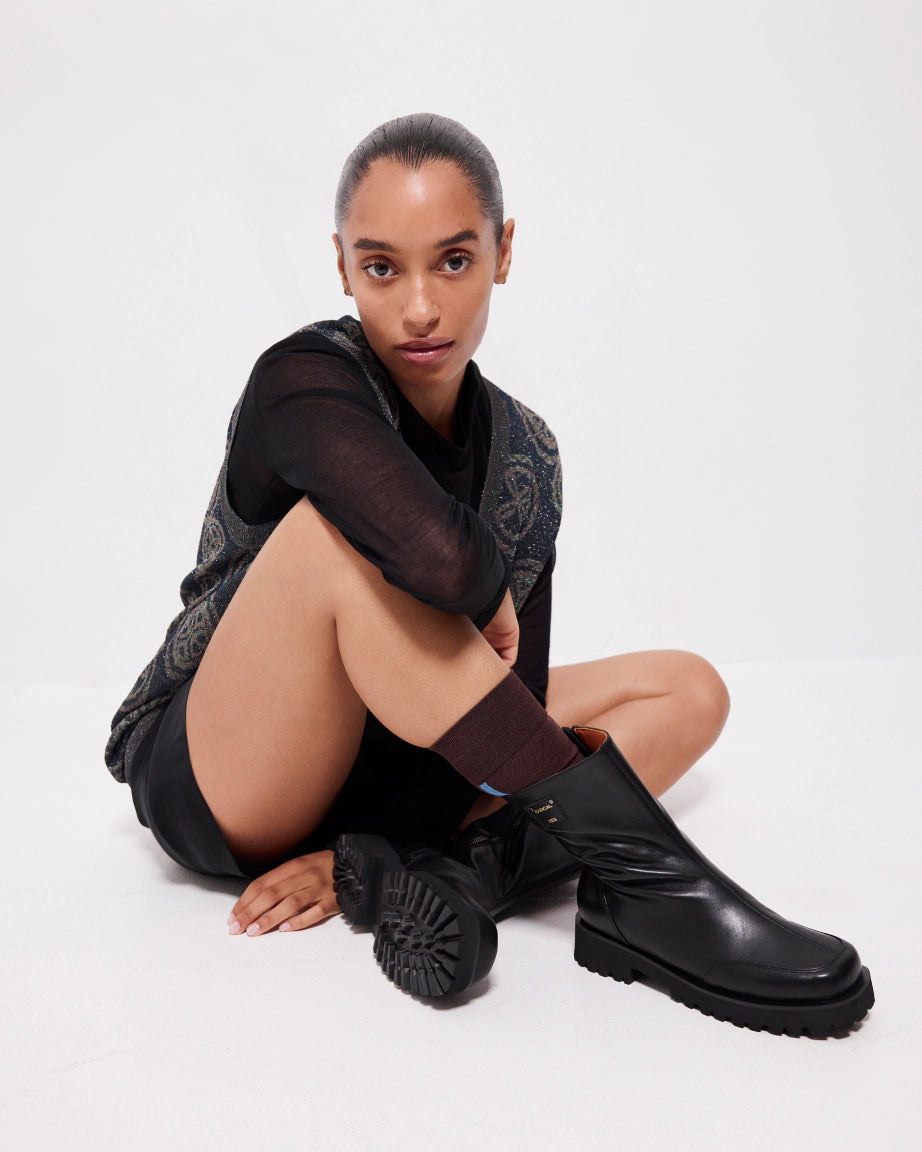 Luminous Midi Boots for Women - Black Chunky Heel Ankle Booties | Stylish & Comfortable for Fall, Winter, Party & Night Out