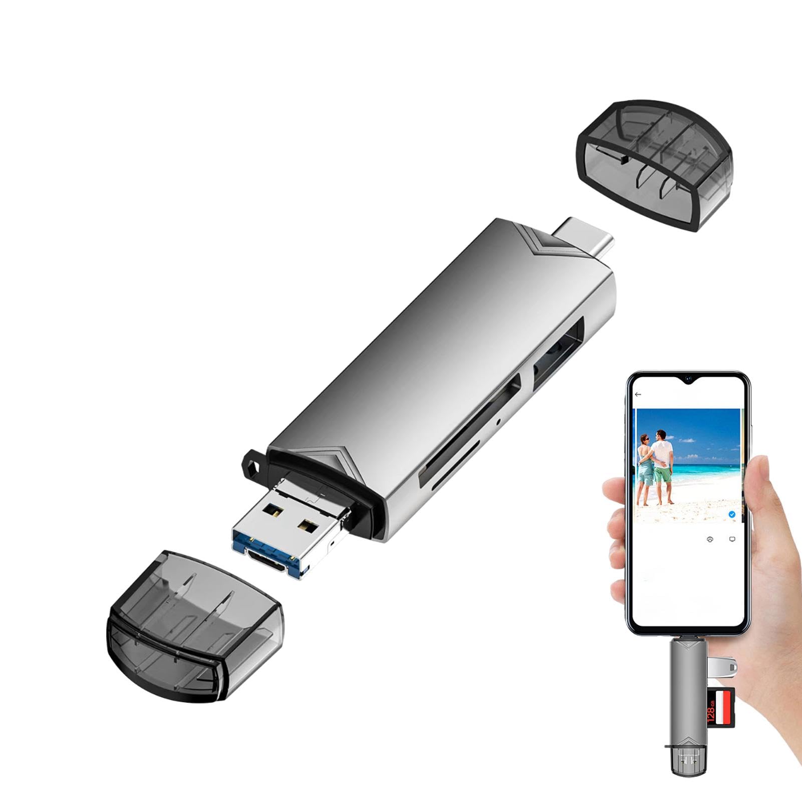 Multi-Port USB C Card Reader - High-Speed SD/TF Flash Memory Card Adapter for MacBook, iPad, Smartphones & Laptops | Perfect for Photo Transfer, Data Backup & Mobile Office Work