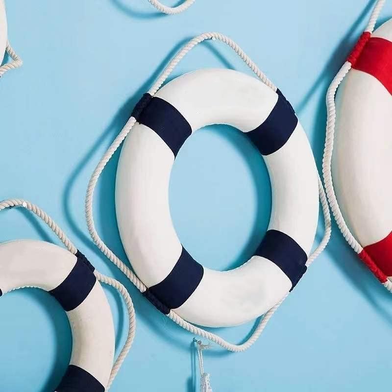 Life Ring Pool Safety Ring - 52cm/20.5inch Swim Foam Buoy with Rope, Red Emergency Flotation Device for Swimming Pools, Lakes, Beaches & Boating Safety