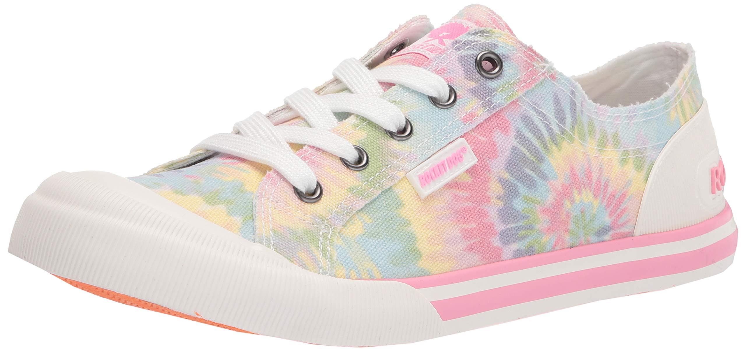 Rocket Dog Jazzin Butterfly Women's White Canvas Slip-On Shoes - Comfortable Casual Sneakers for Walking, Work & Everyday Wear