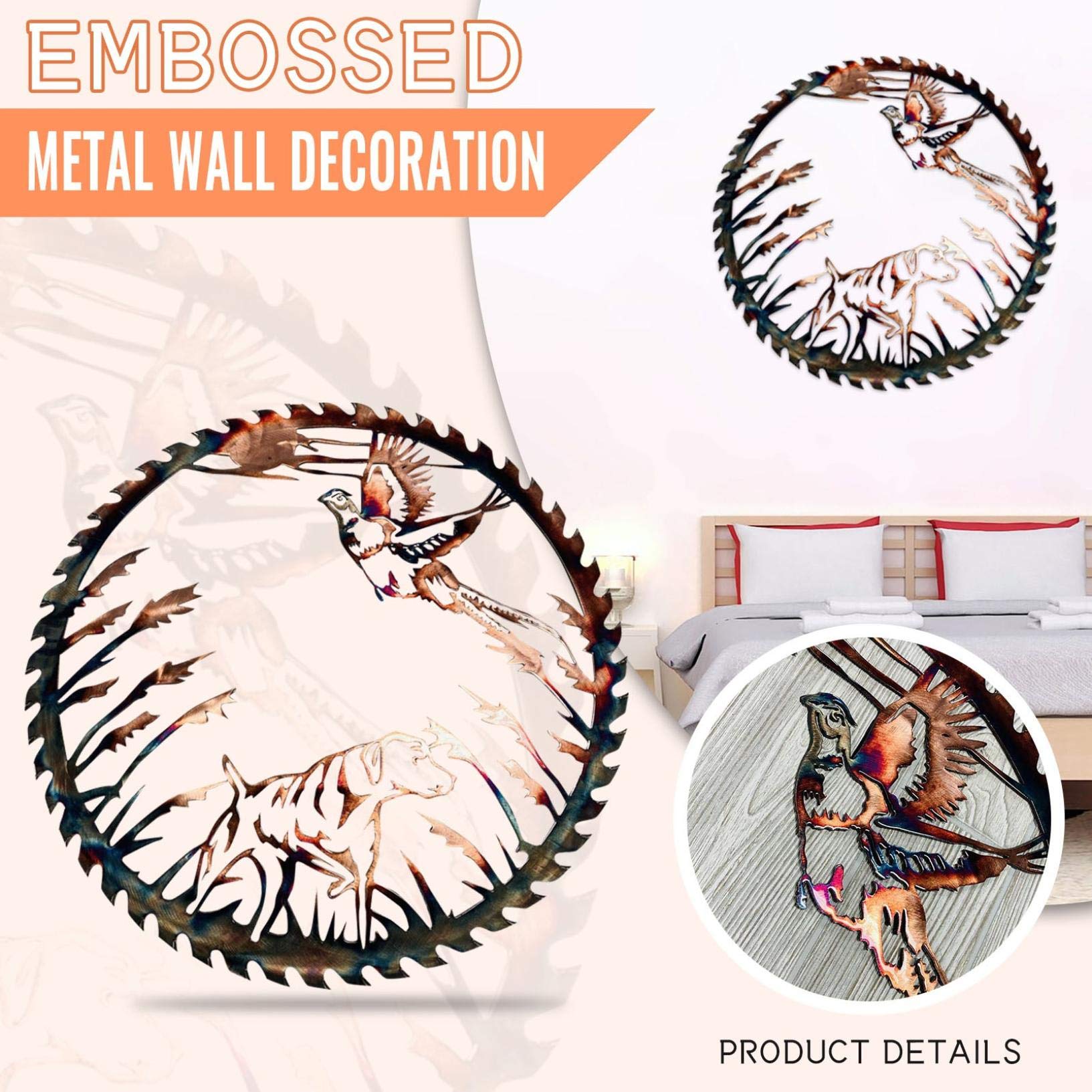 Owill-home Solo Mallard Hunting & Trout Fishing Scene Metal Wall Art - Handcrafted Indoor Outdoor Wall Decor for Home, Office, Cabin & Man Cave - Rustic Wildlife Wall Sculpture for Hunting Lodge & Fishing Enthusiasts