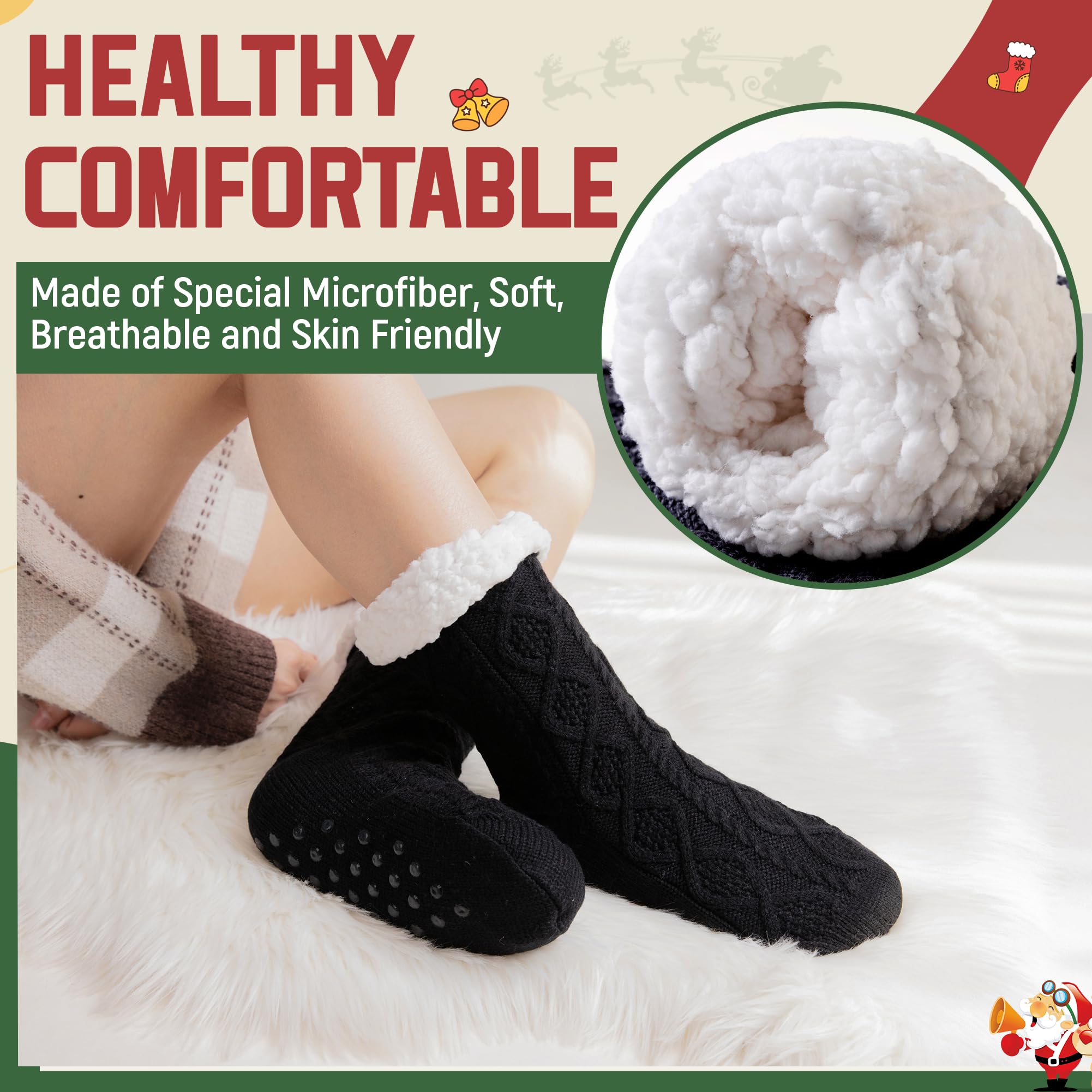 DoSmart Women's Fuzzy Slipper Socks - Winter Thermal Snowflake Fleece Lined Fluffy Warm Socks for Indoor Home, Christmas Stockings - Perfect for Cozy Evenings, Holiday Gifts & Lounge Wear