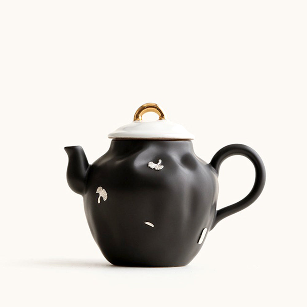 Handmade Black Ceramic Chinese Teapot - Unique Irregular Design for Gongfu Tea Brewing | Perfect for Tea Ceremonies, Home Decor & Gift Giving