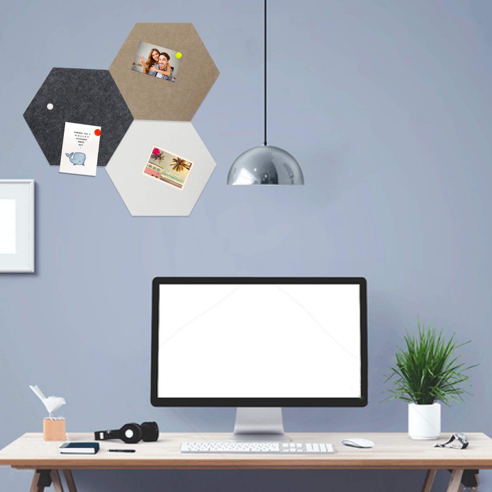 5Pcs Hexagon Felt Bulletin Board Tiles 10