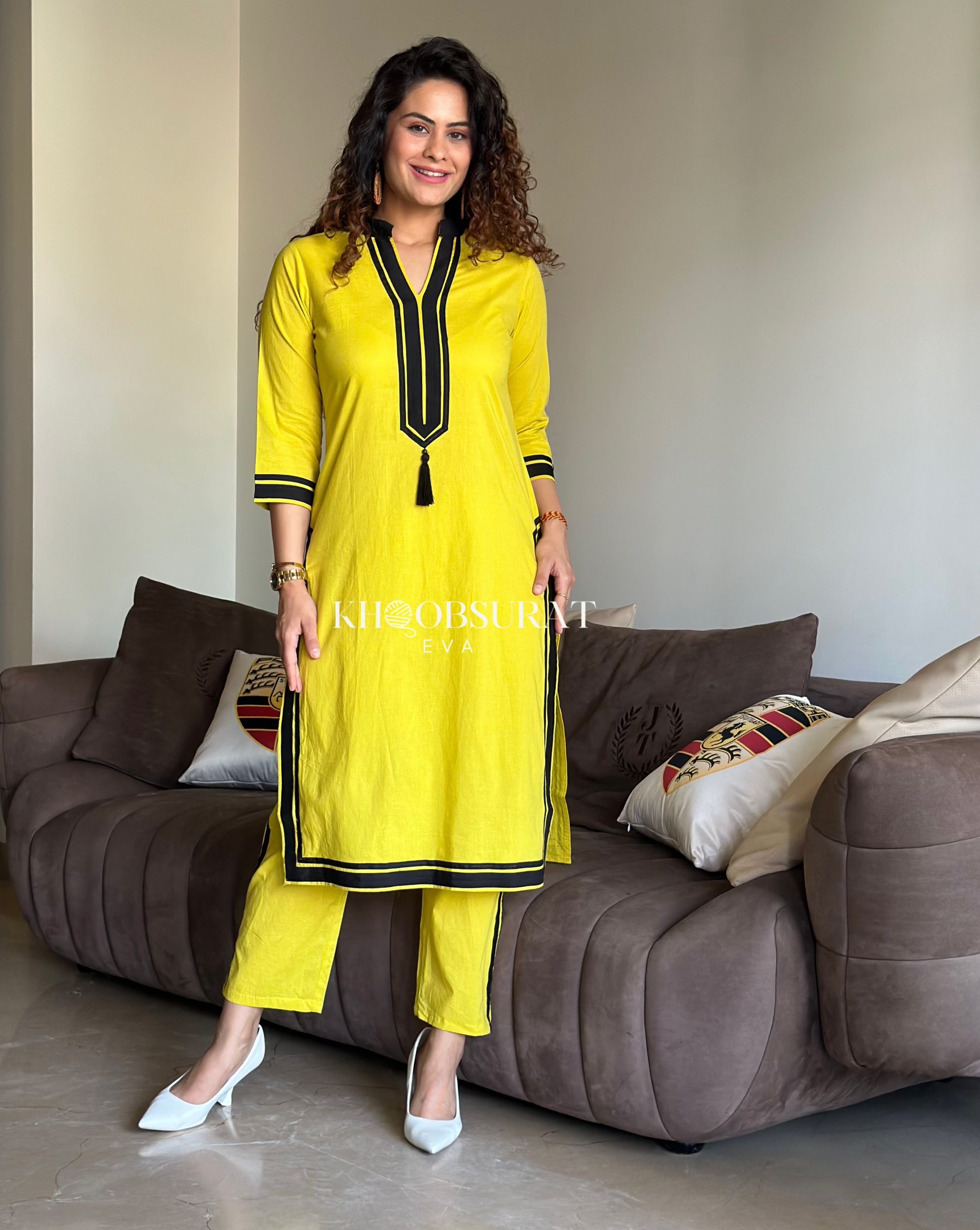 Desi Doll Yellow Kurta Set for Girls - Traditional Indian Ethnic Wear for Festivals, Parties & Special Occasions