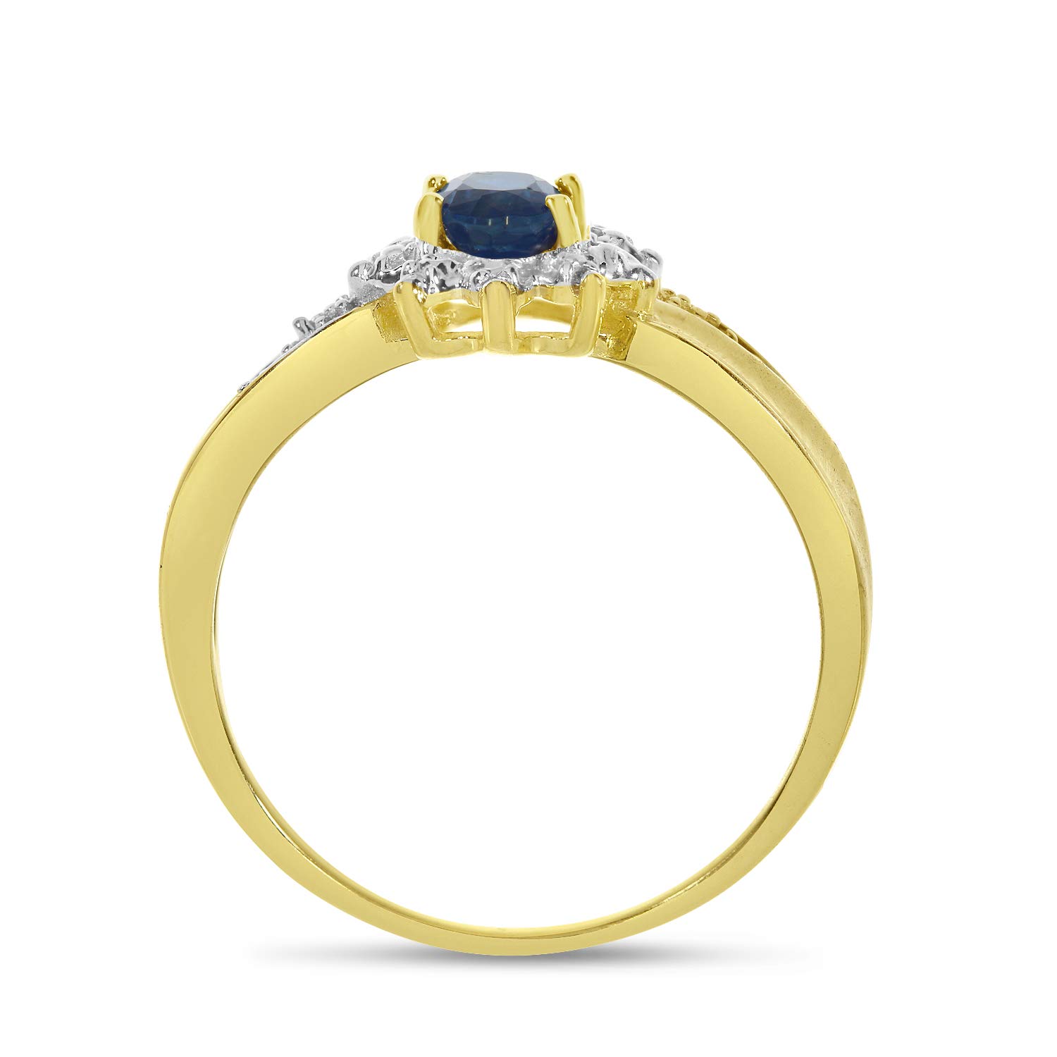 14K Yellow Gold Oval Sapphire and Diamond Ring for Women - Elegant Engagement, Wedding, Anniversary Jewelry Gift