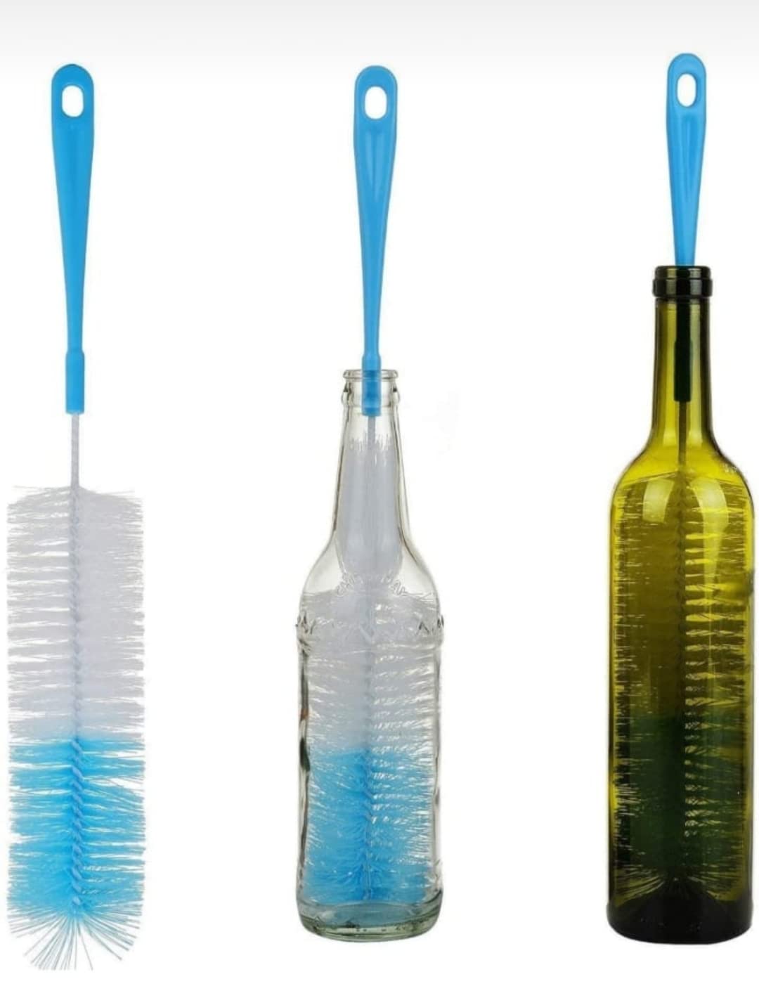 Mohini Plastic Long Bottle Cleaning Brush - 2 Pack - Durable Glass & Water Bottle Cleaner for Home, Kitchen, and Travel Use