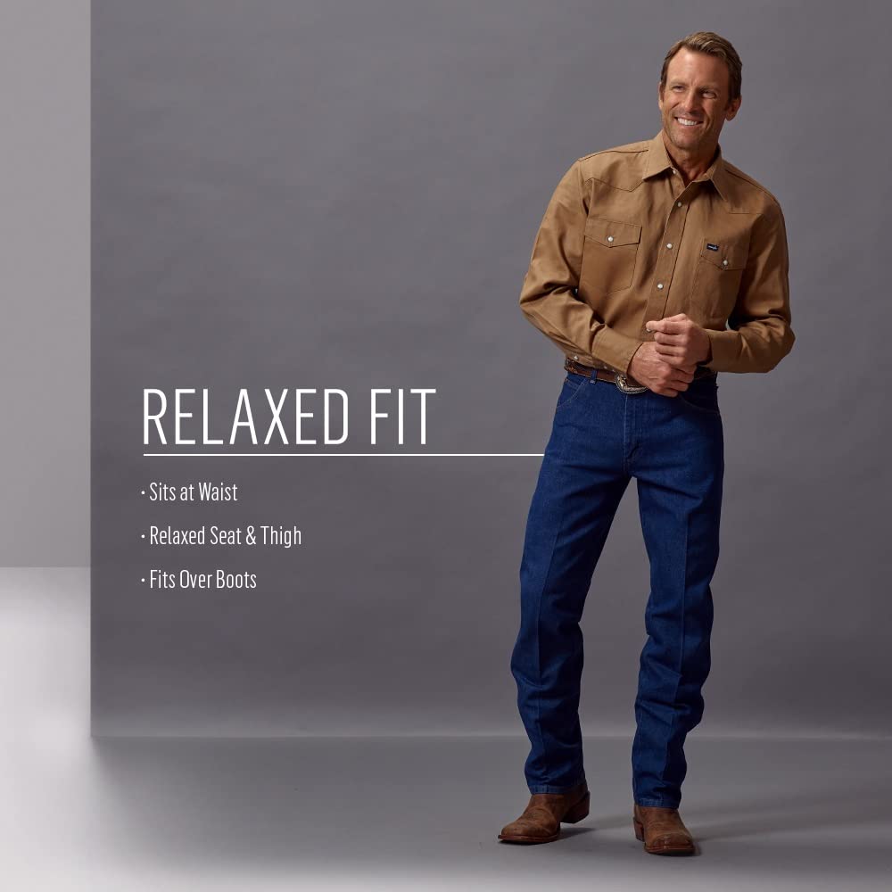 Wrangler Men's Cowboy Cut Relaxed Fit Jeans - Classic Denim Pants for Casual Wear, Work & Outdoor Activities